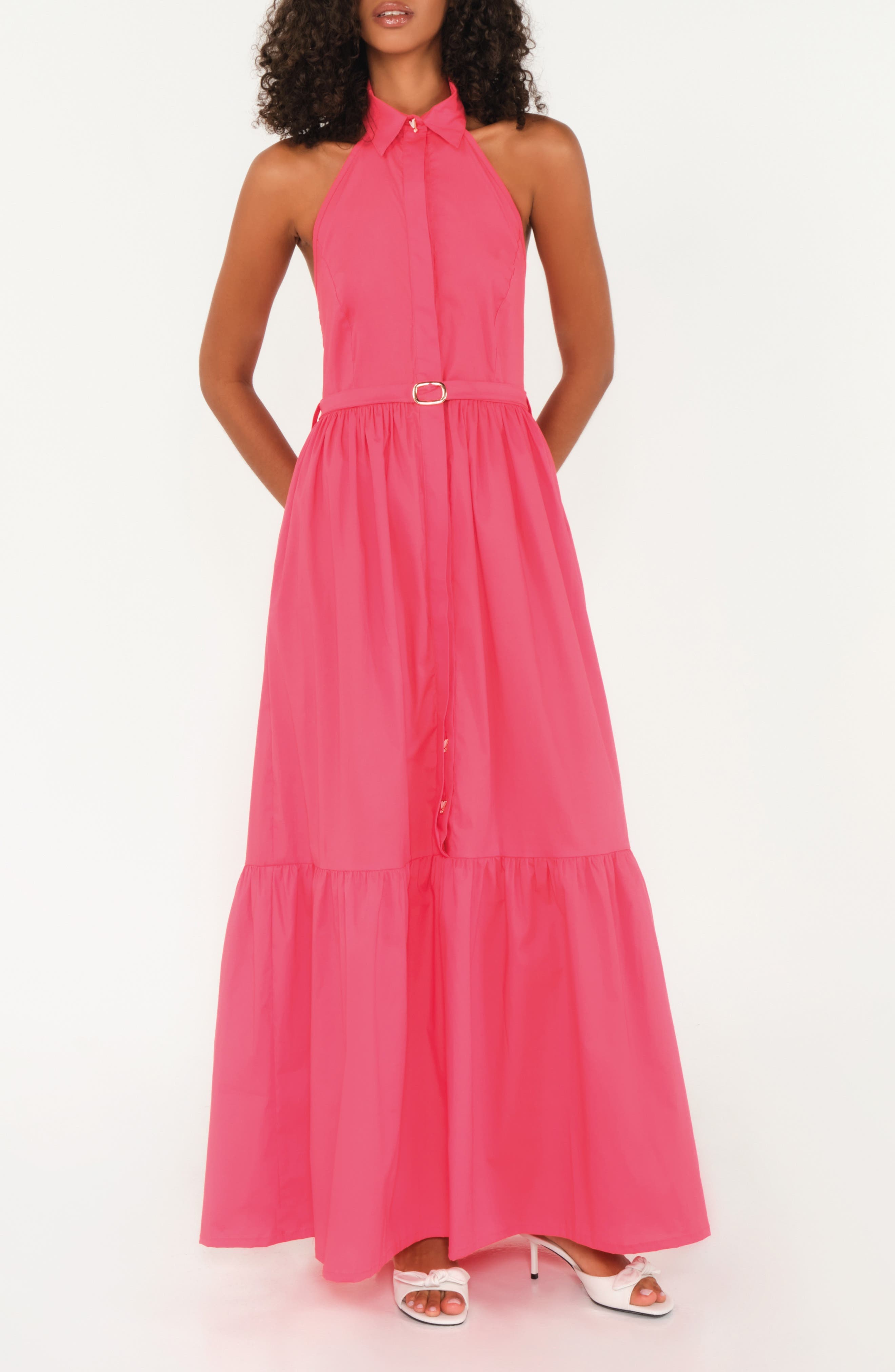 The Horizon Belted Ruffle Hem Sleeveless Maxi Dress - image 1