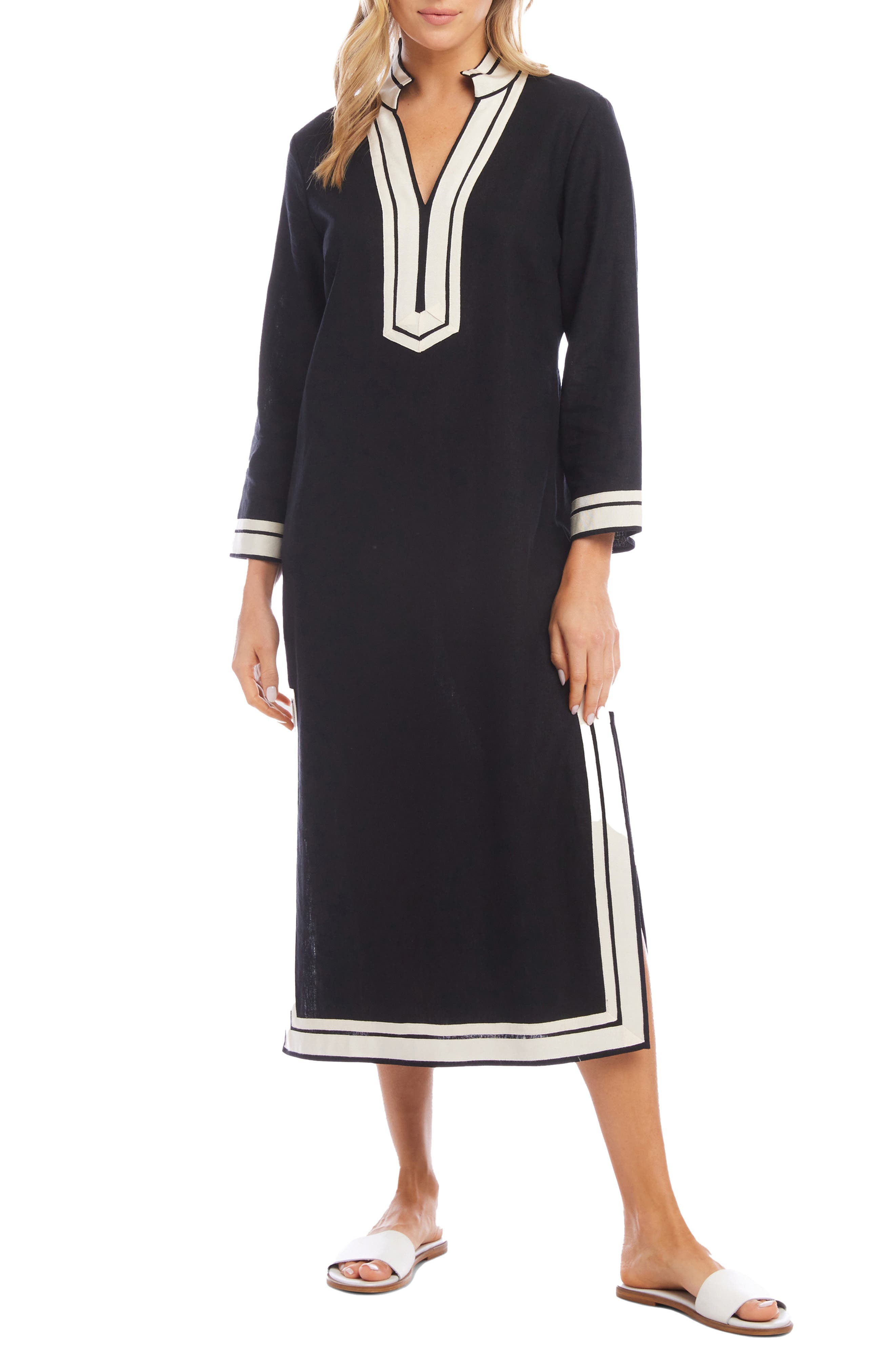 The St. Tropez Long Sleeve Linen Blend Midi Dress - image 1