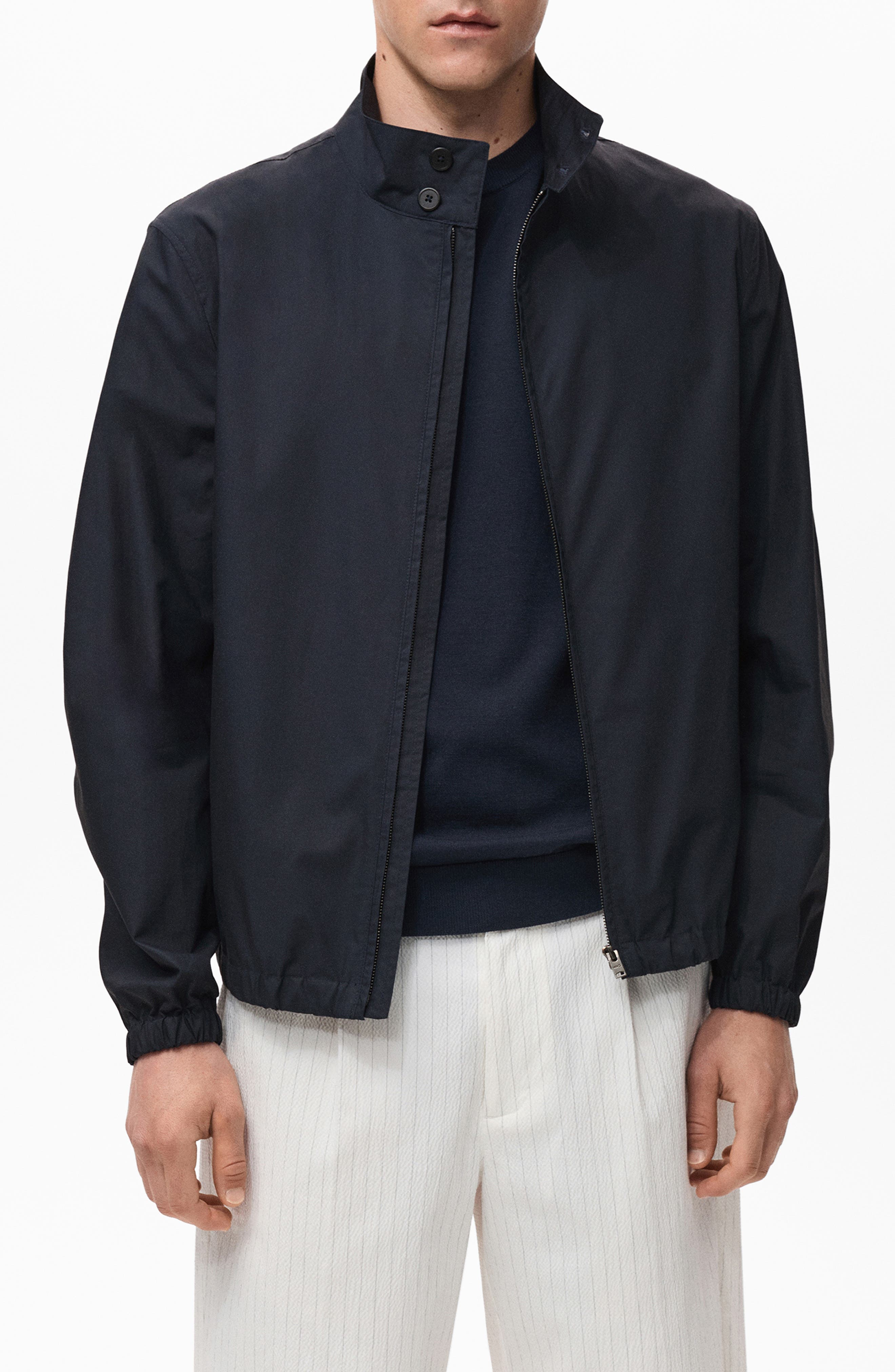 Stand Collar Cotton Zip Jacket - image 1