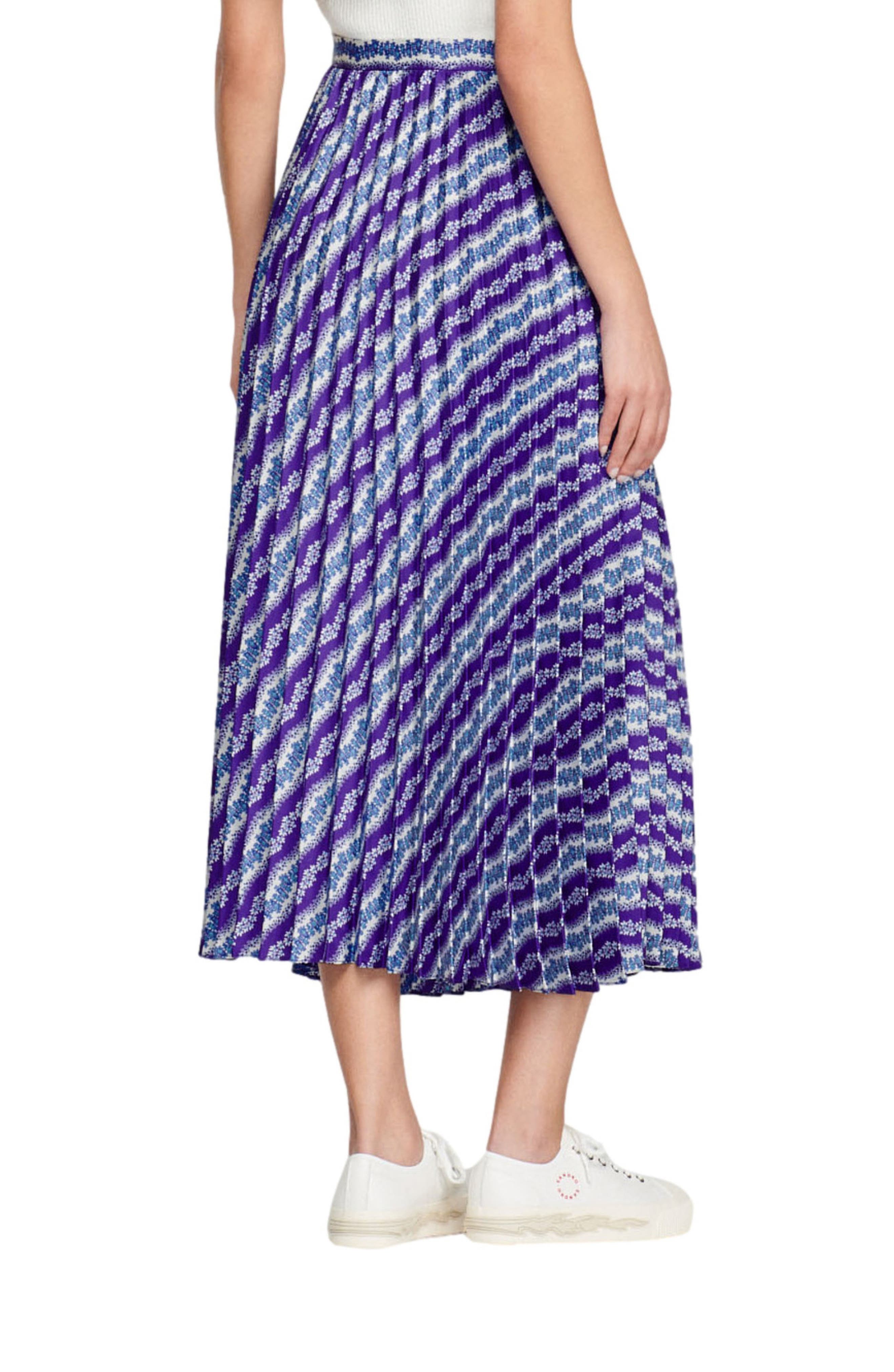 Perona Stripe Pleat A-Line Skirt - image 2