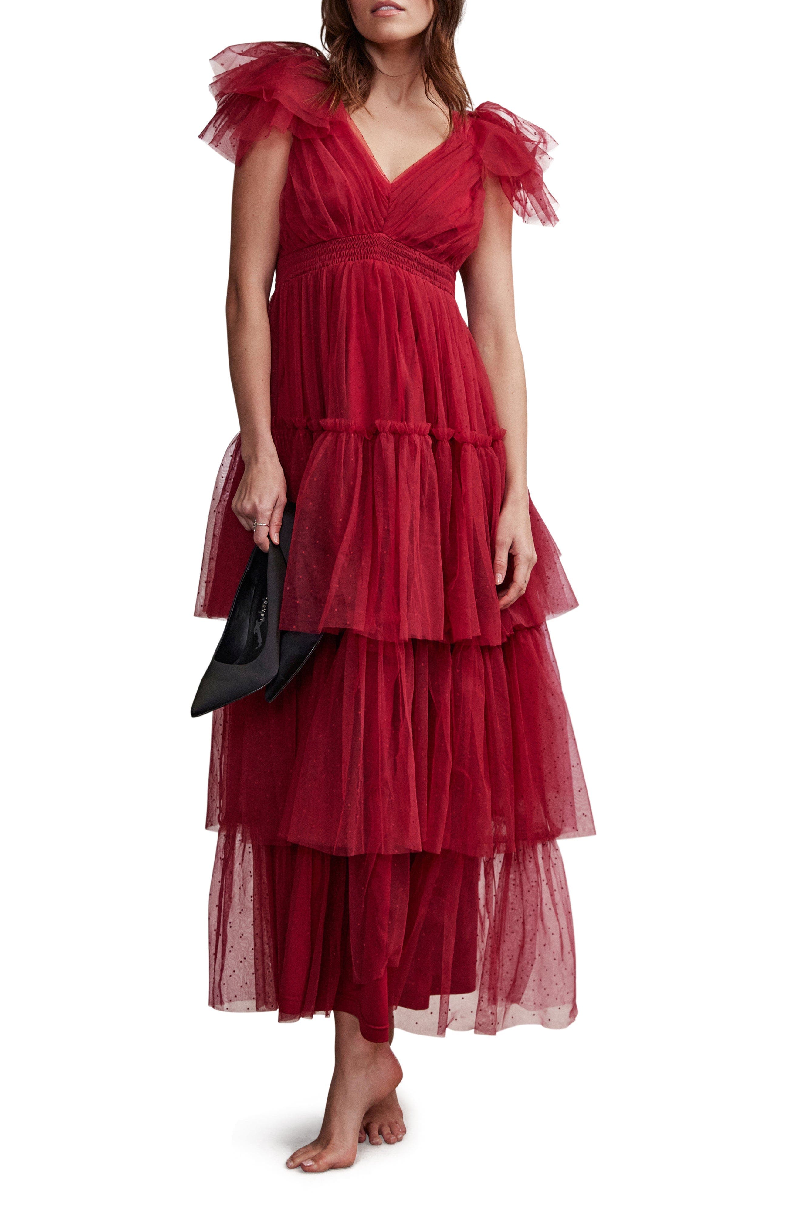 Tulle Ruffle Maxi Dress - image 1