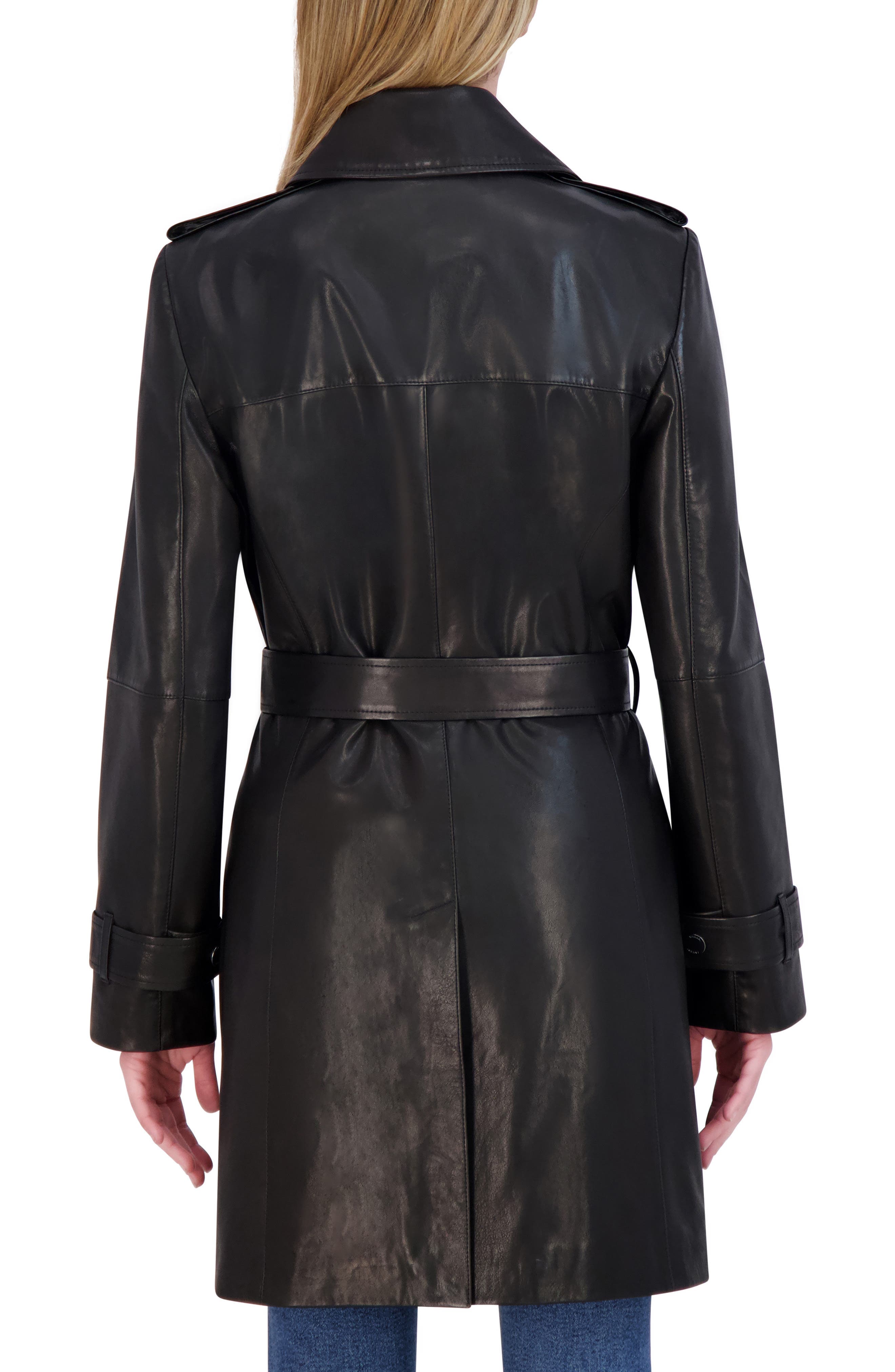 Natalie Leather Trench Coat - image 2