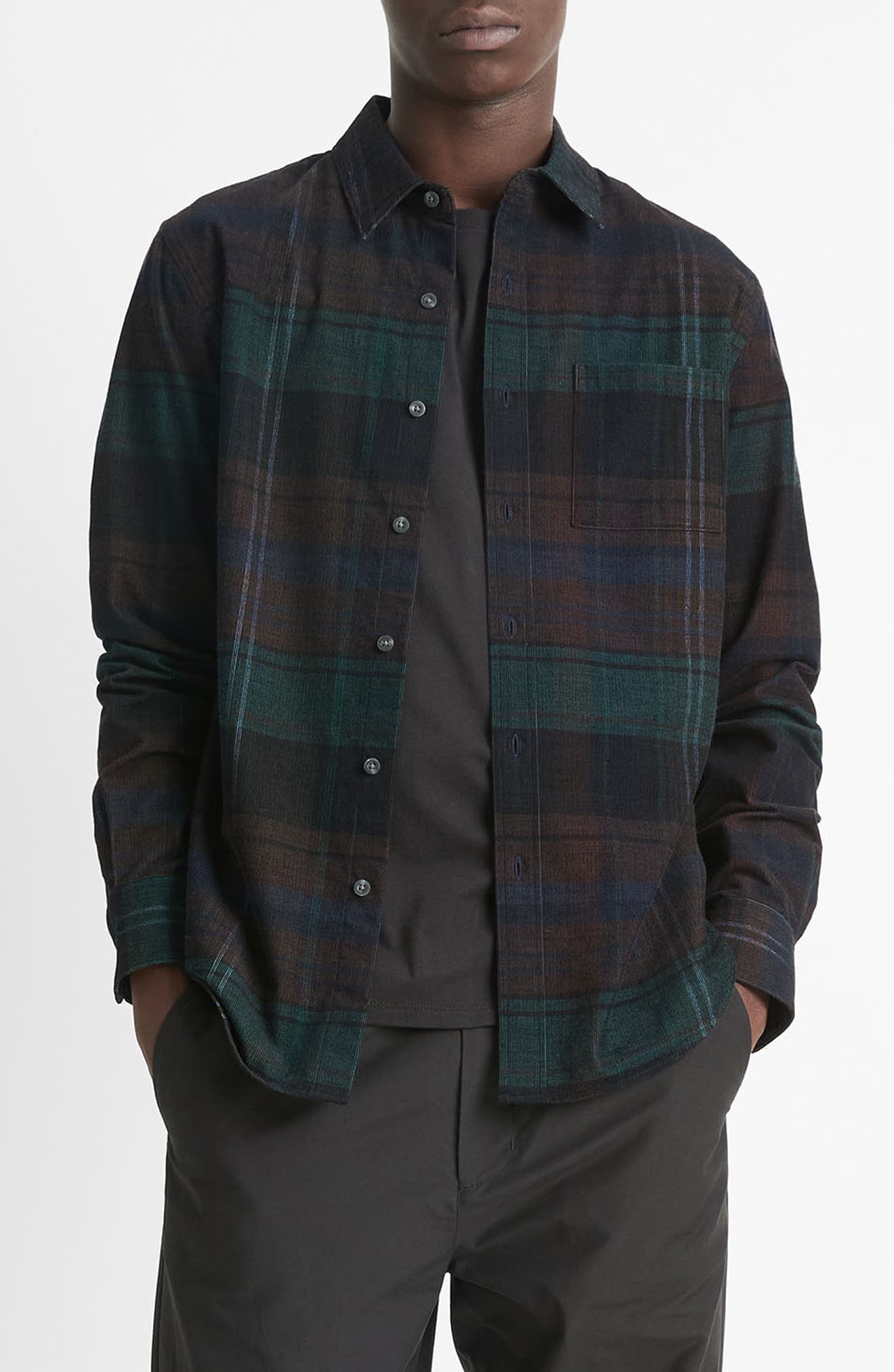 Sierra Plaid Corduroy Button-Up Shirt - image 1