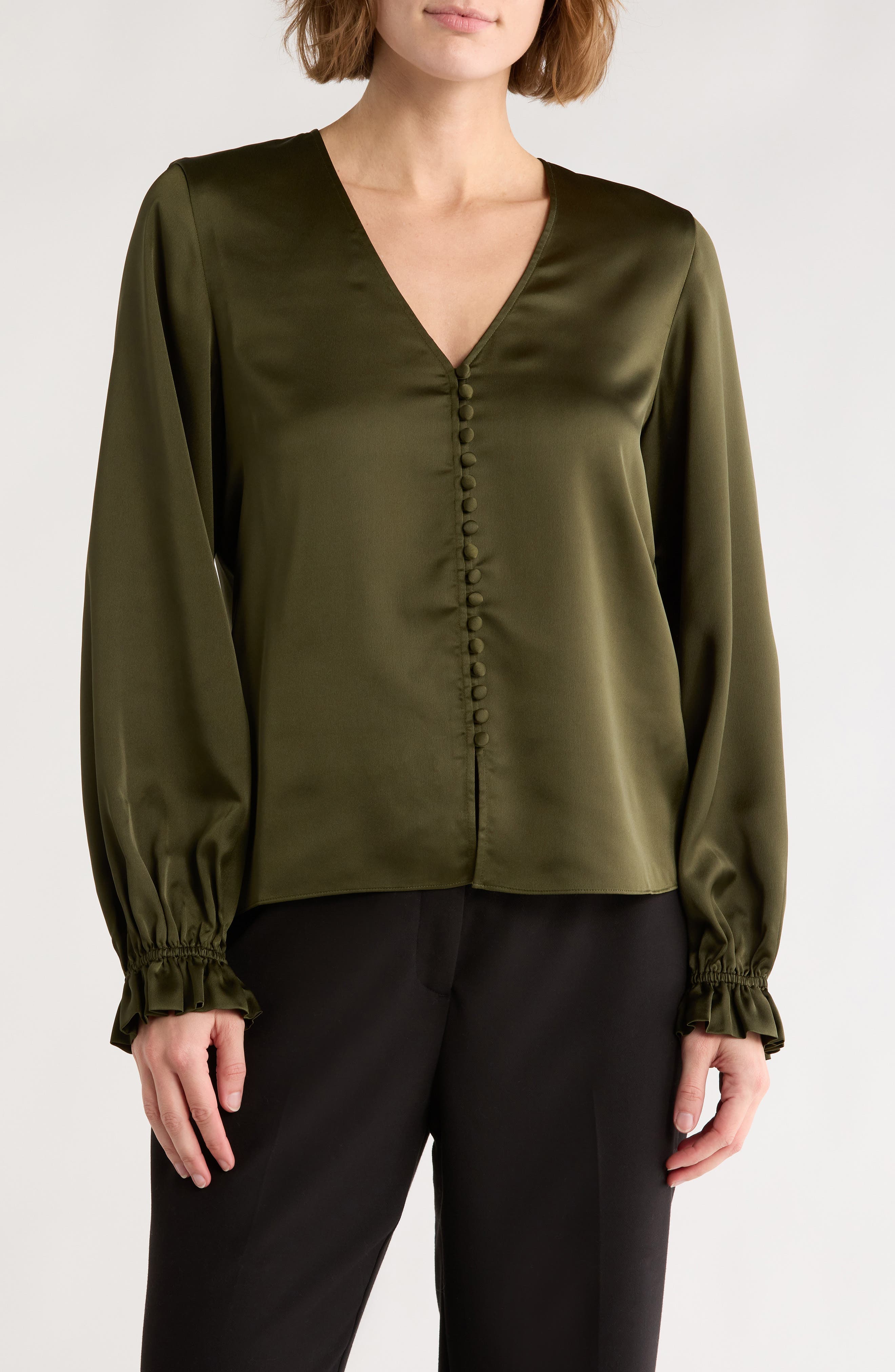 Slim V-Neck Blouse - image 3