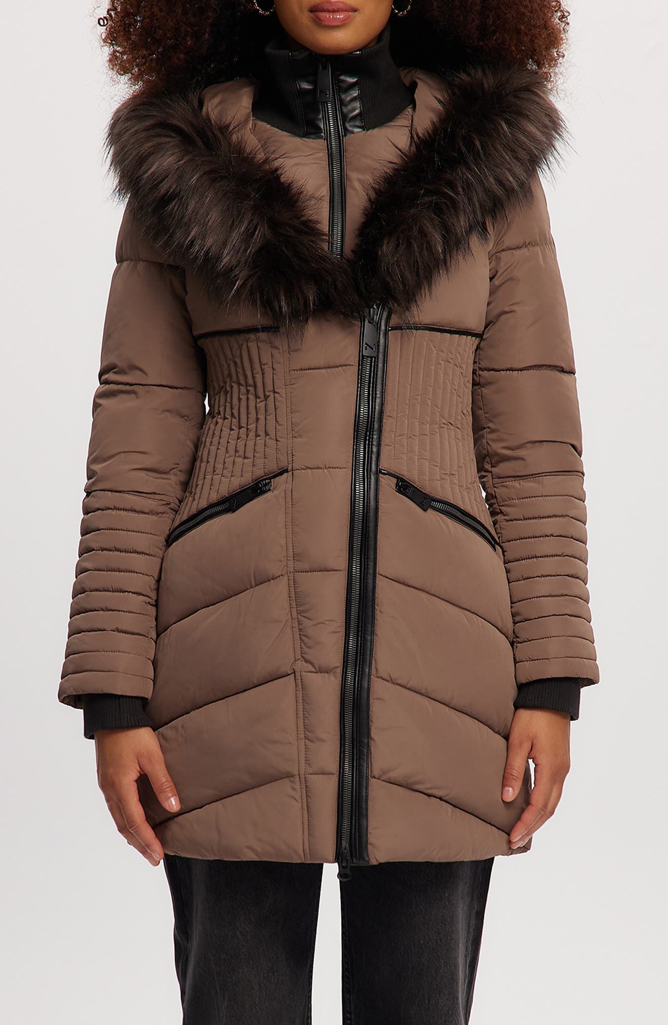 Gigi Vegan Faux Fur Trim Quilted Parka - image 1