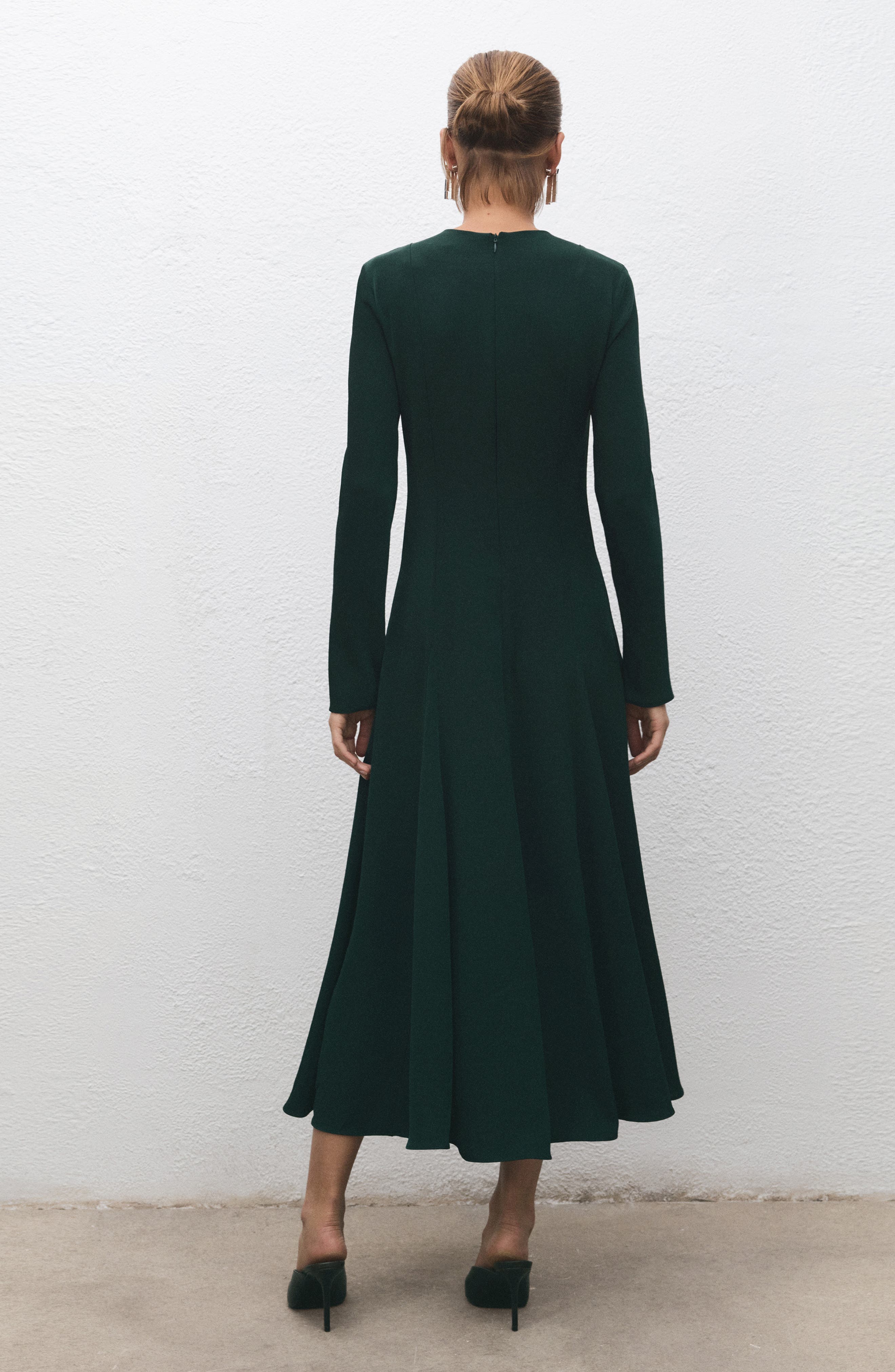 Seamed Long Sleeve Fit & Flare Dress - image 2