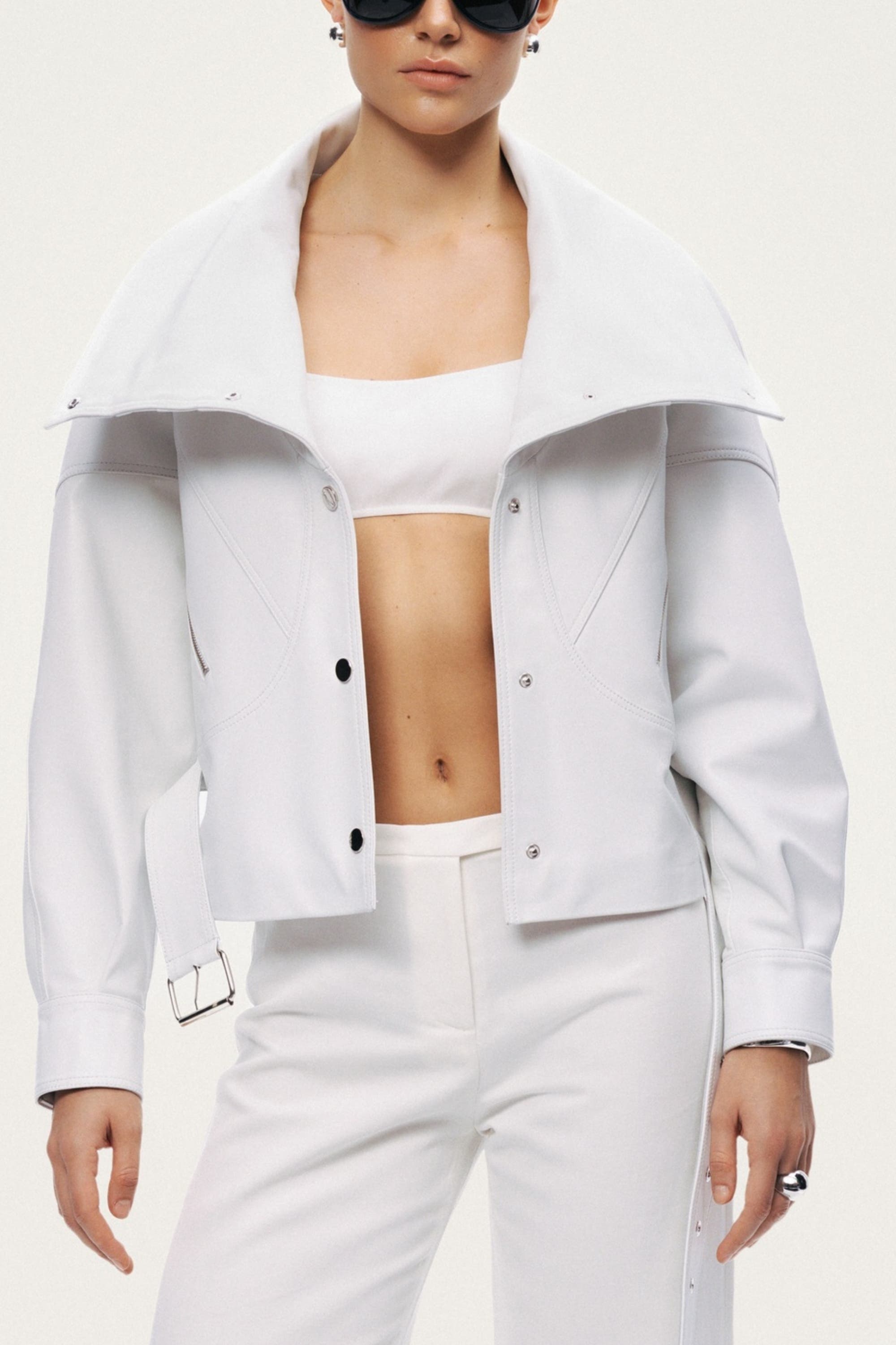 High-Neck Belted Jacket - image 1