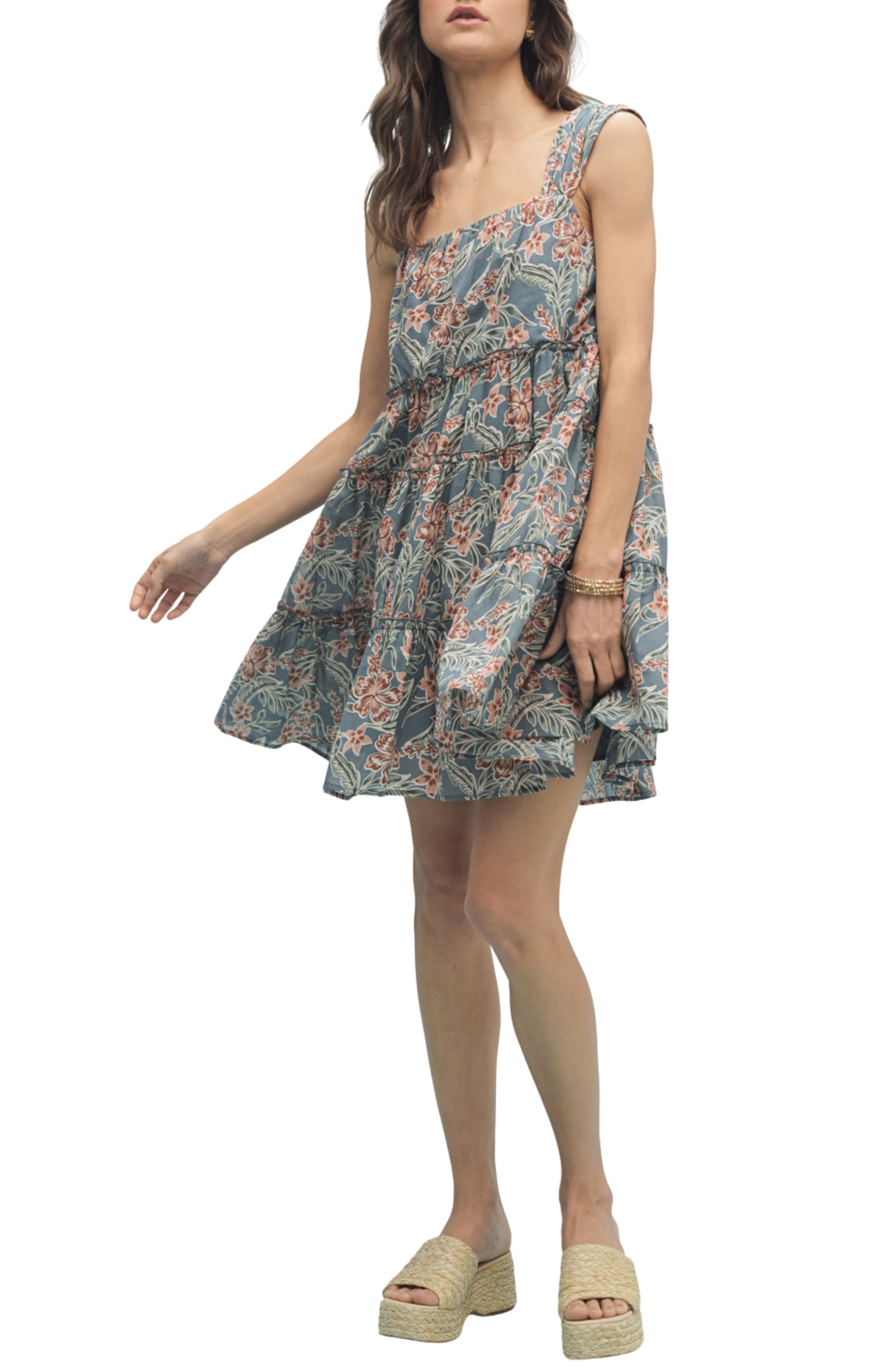 Floral Tiered Babydoll Dress - image 1