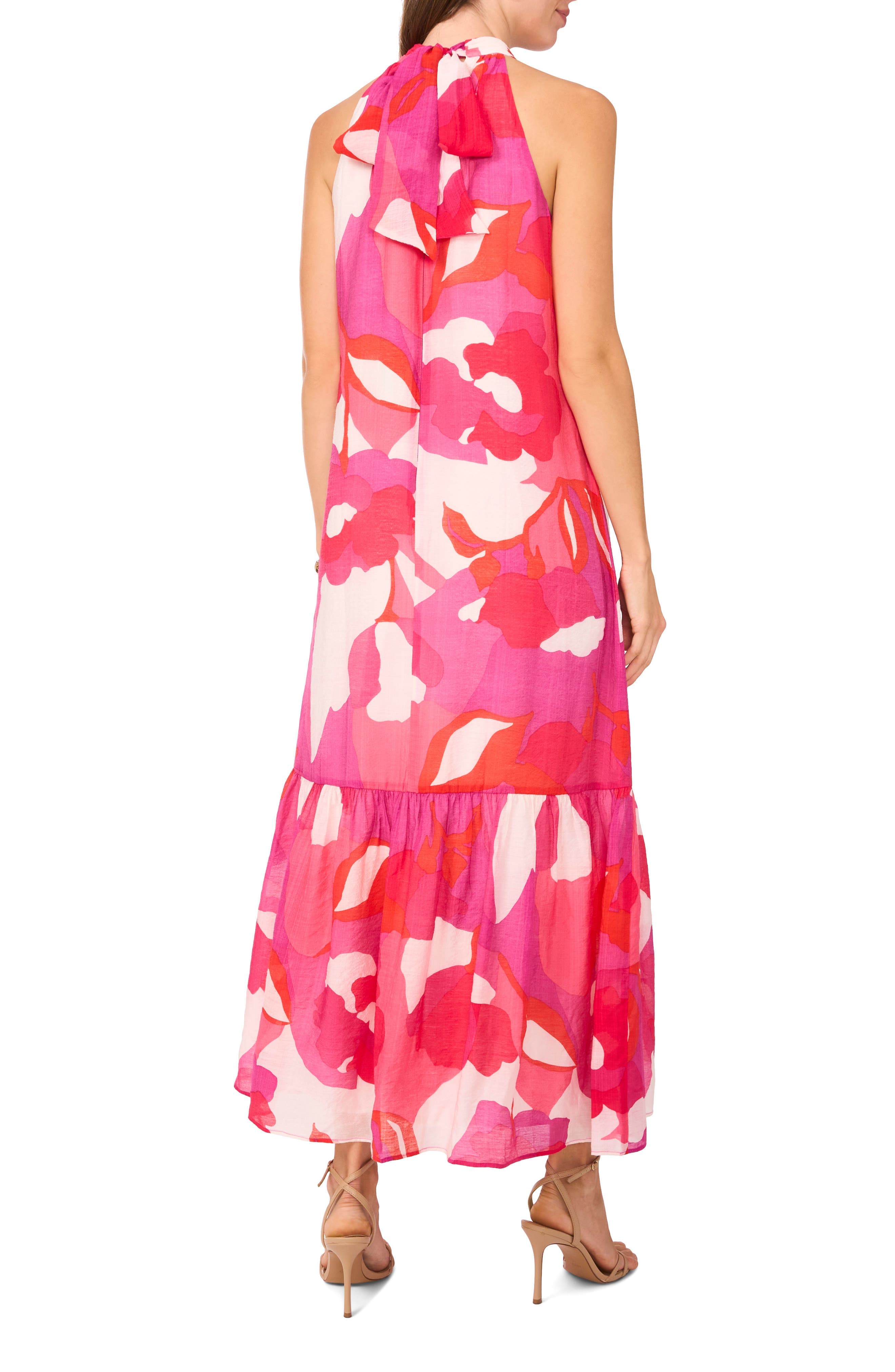Floral Print Ruffle Hem Sleeveless Maxi Dress - image 2