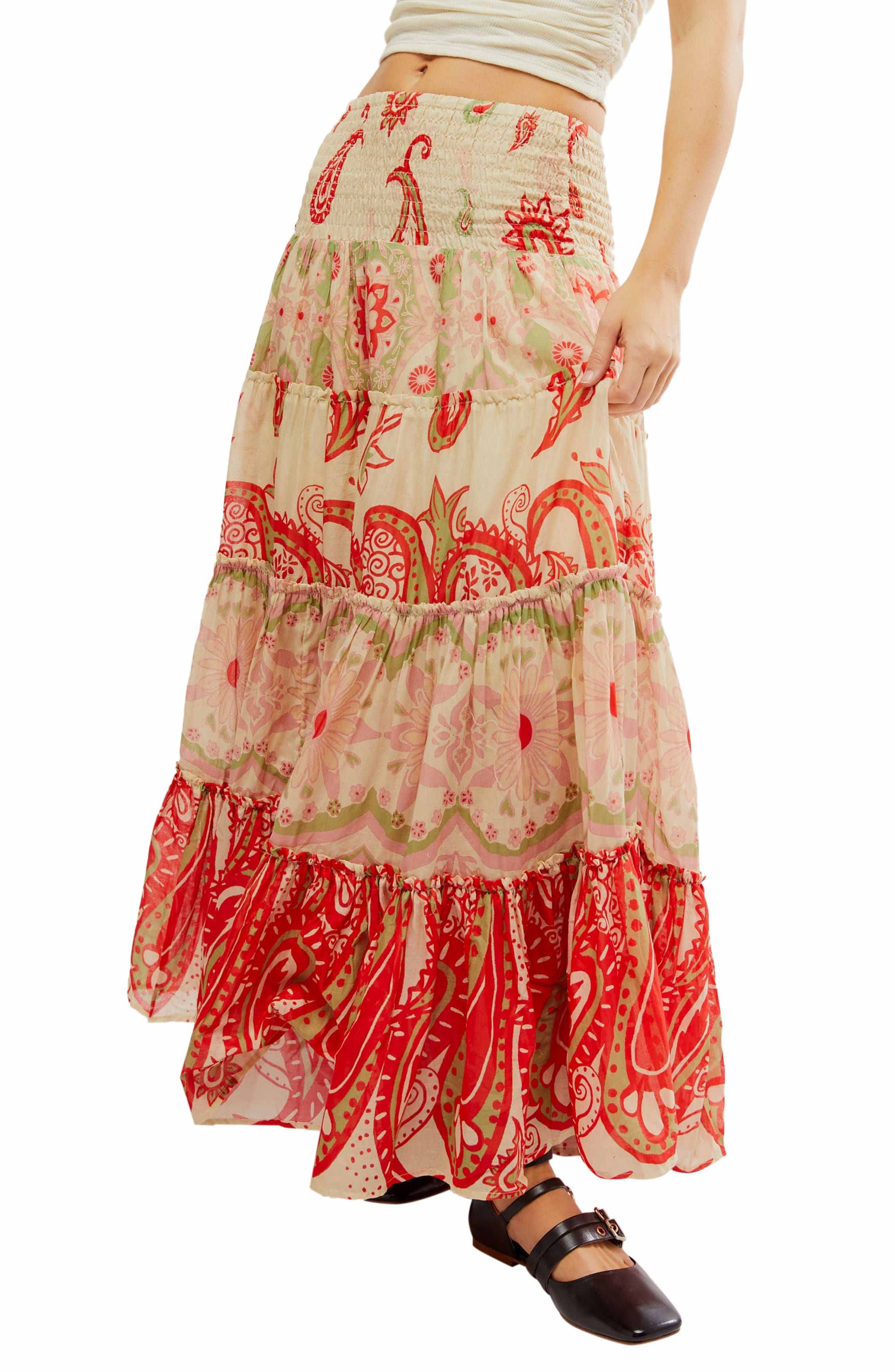 Super Thrills Print Tiered Maxi Skirt - image 1