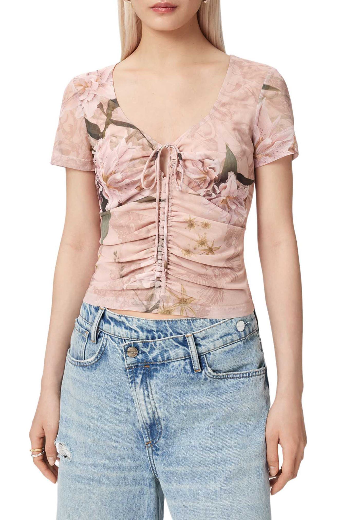 Gabby Floral Print Mesh Top - image 3