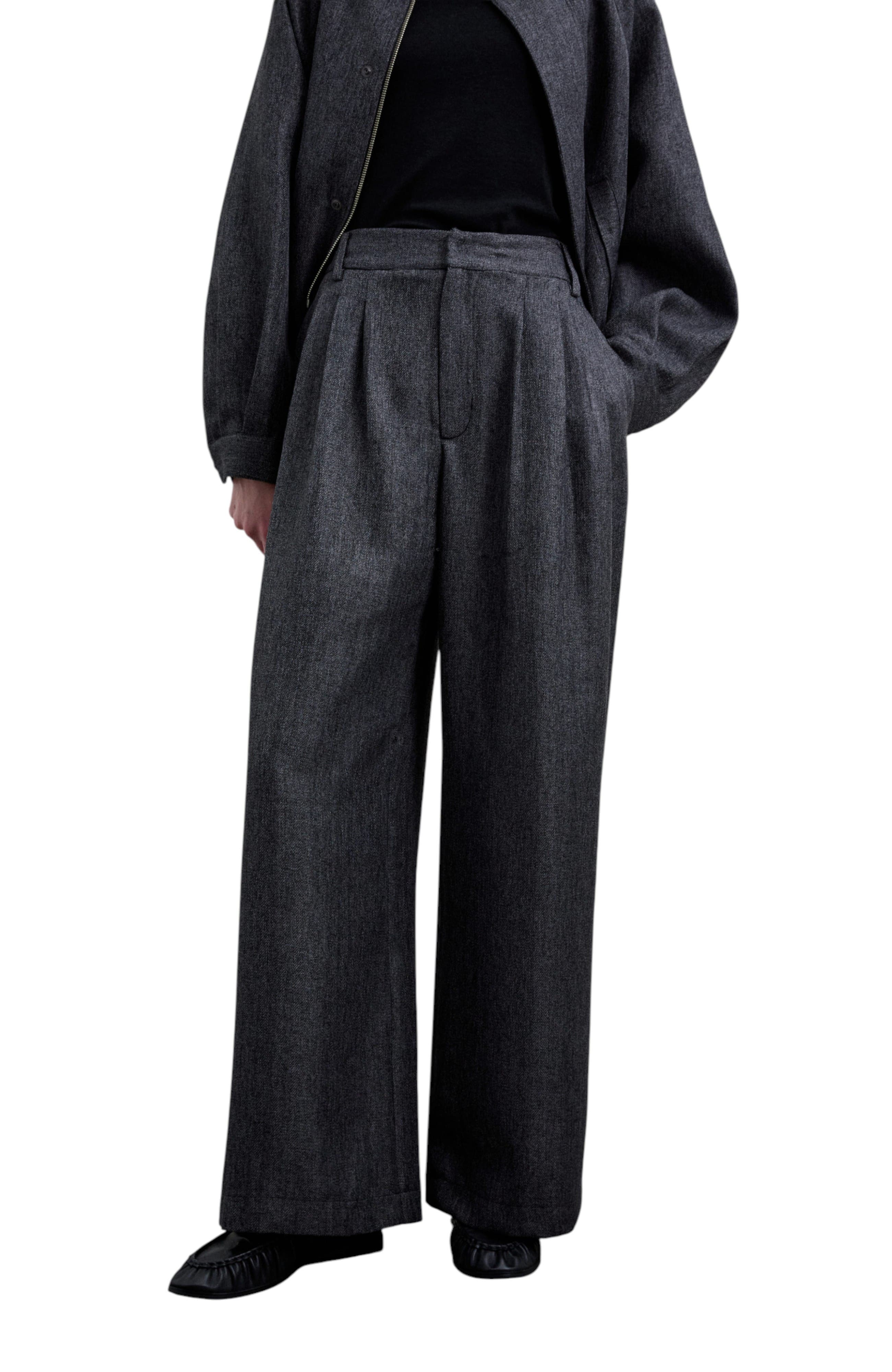 Herringbone Pleated Trousers - image 1