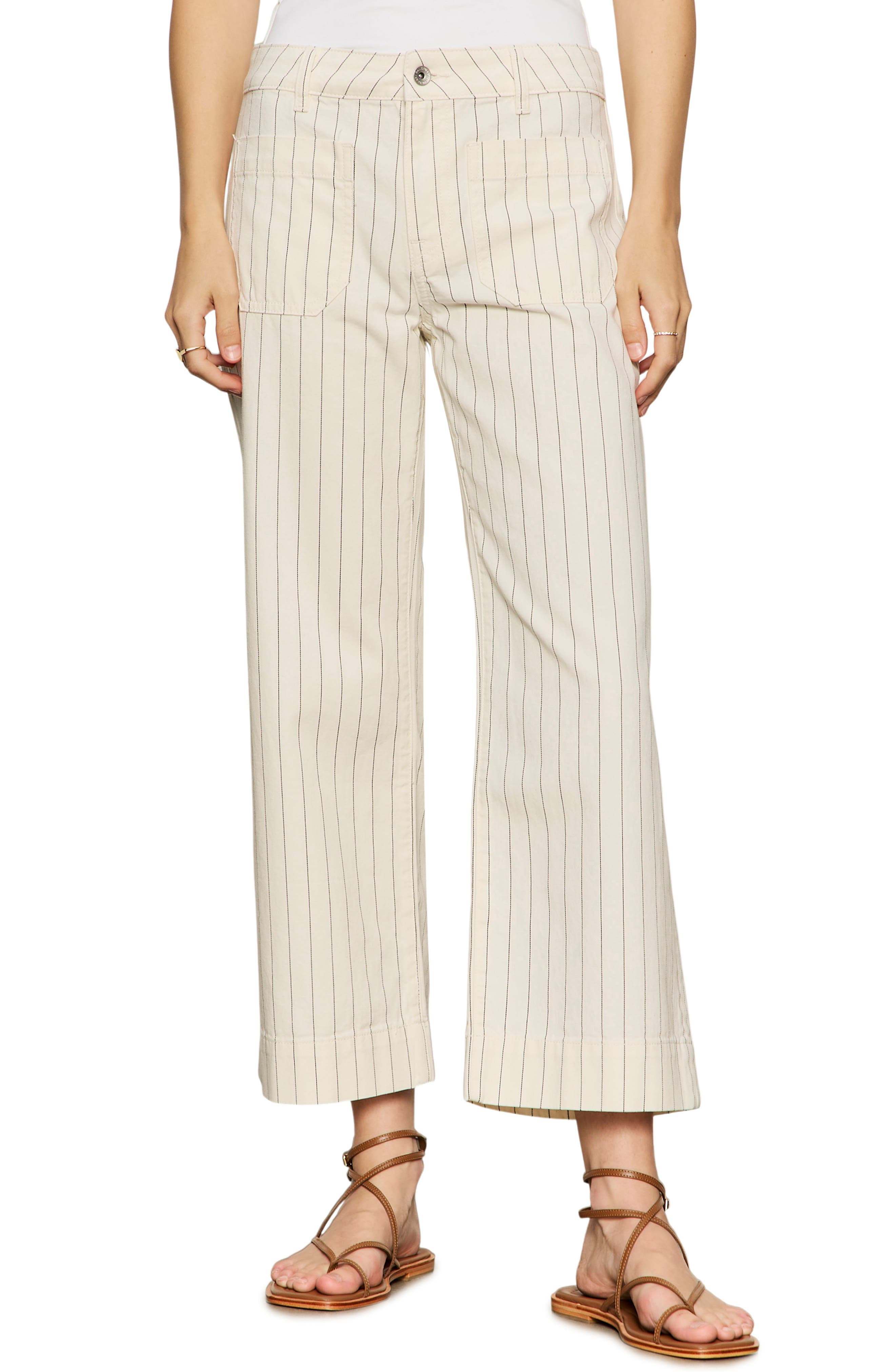 The Marine Stripe Crop Wide Leg Jeans - image 1
