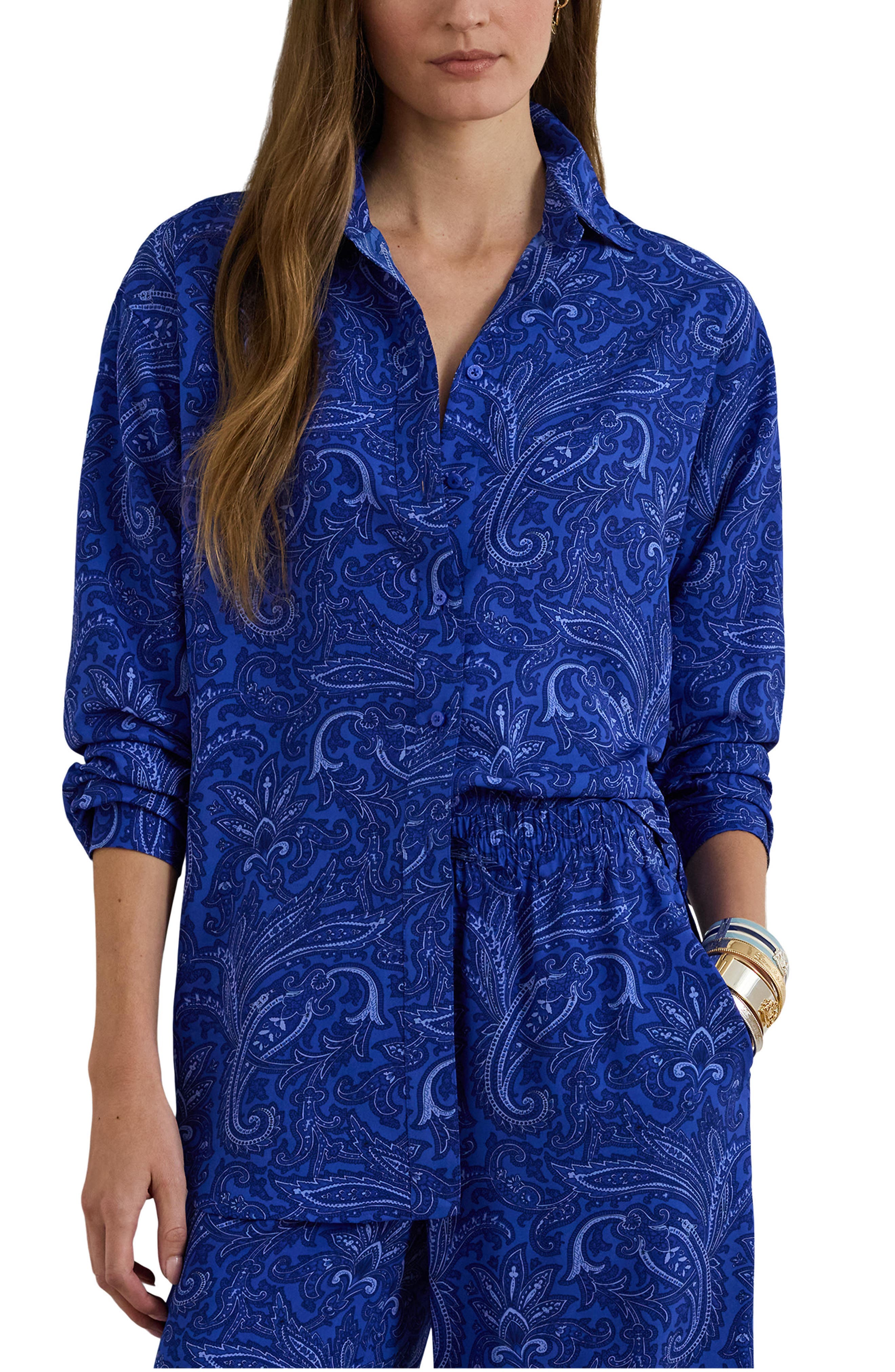 Paisley Print Button-Up Shirt - image 1