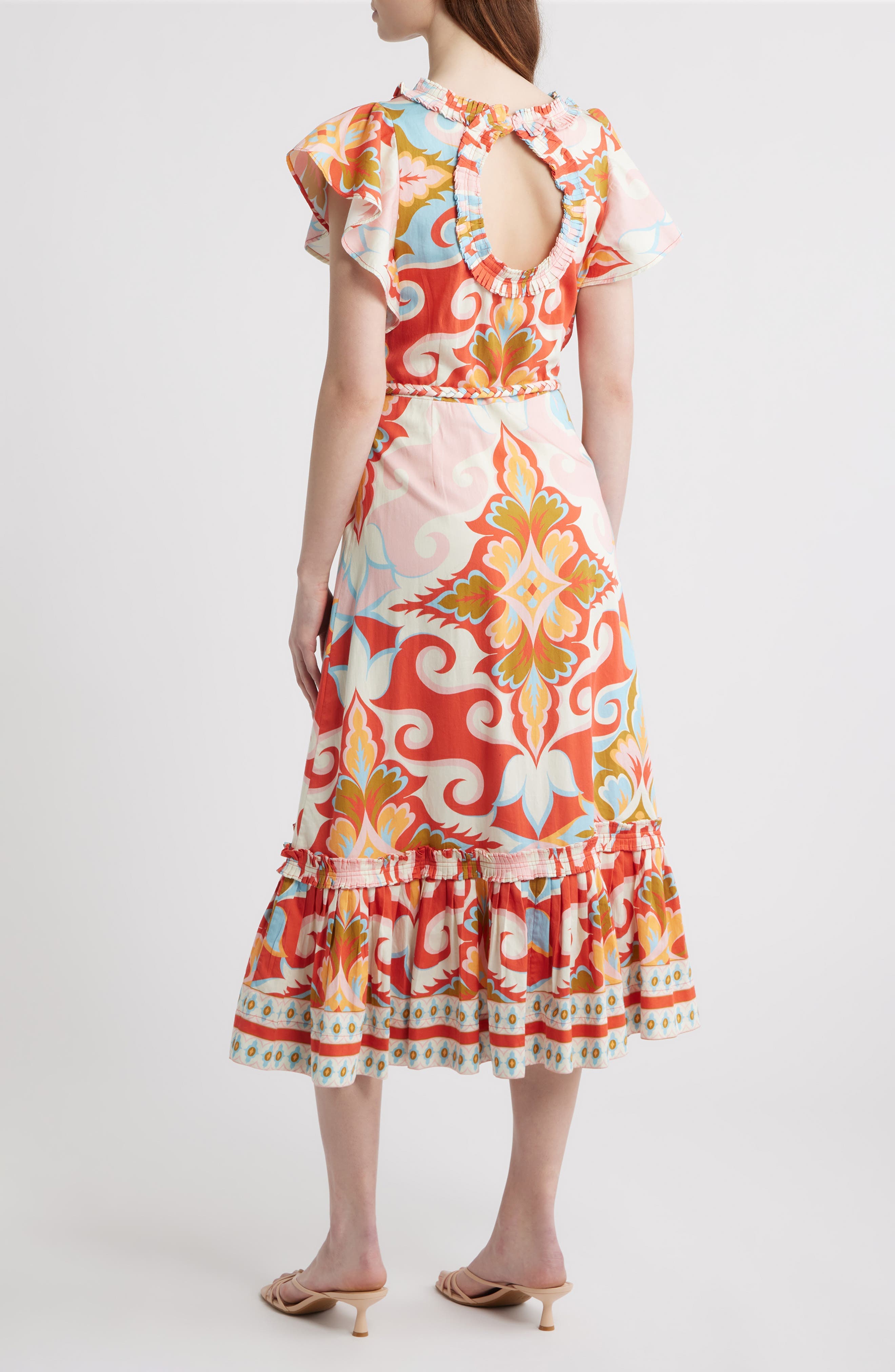 Ella Braided Tie Belt Cotton Midi Dress - image 2