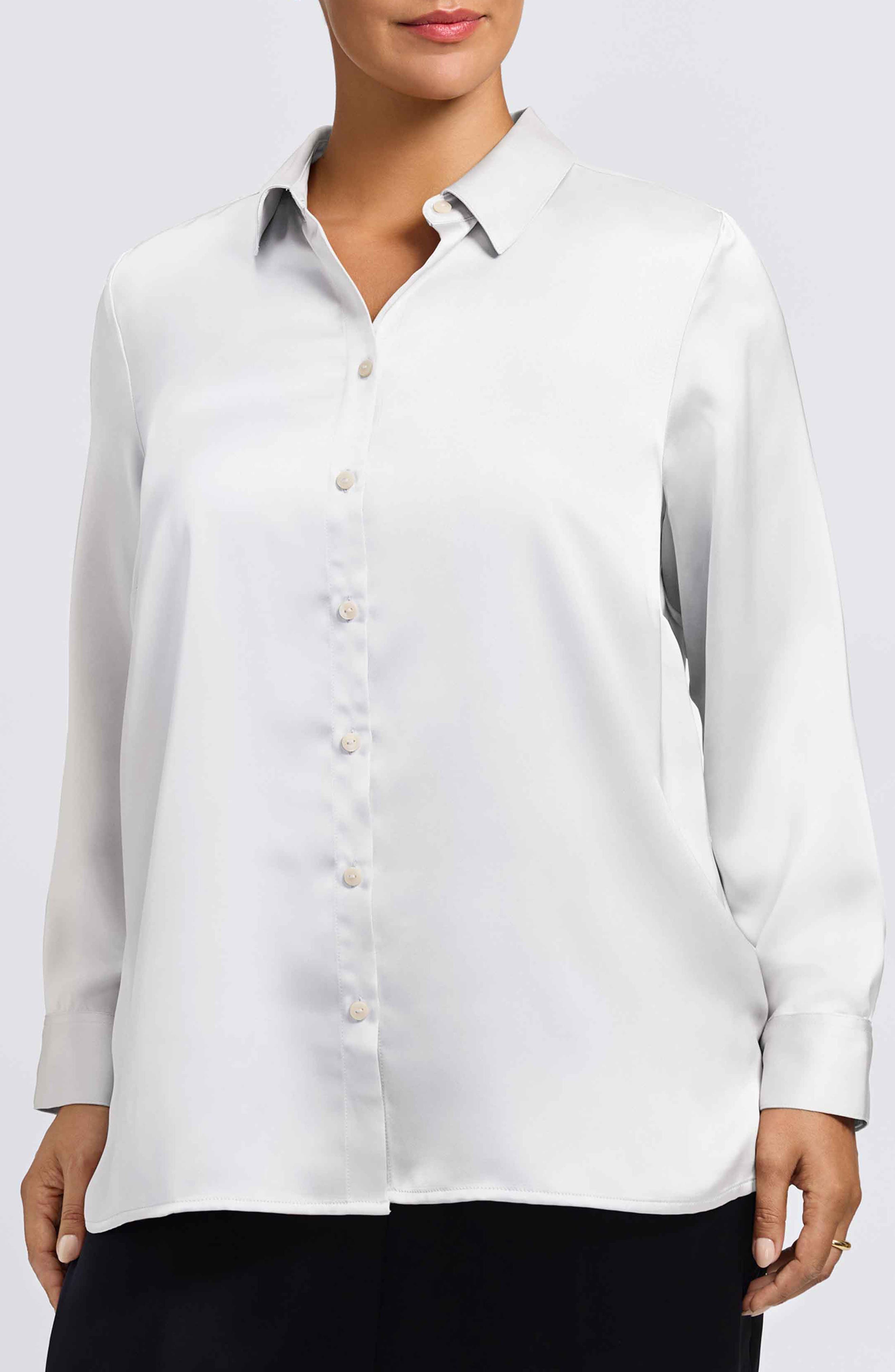 Bianca Satin Button-Up Shirt - image 1