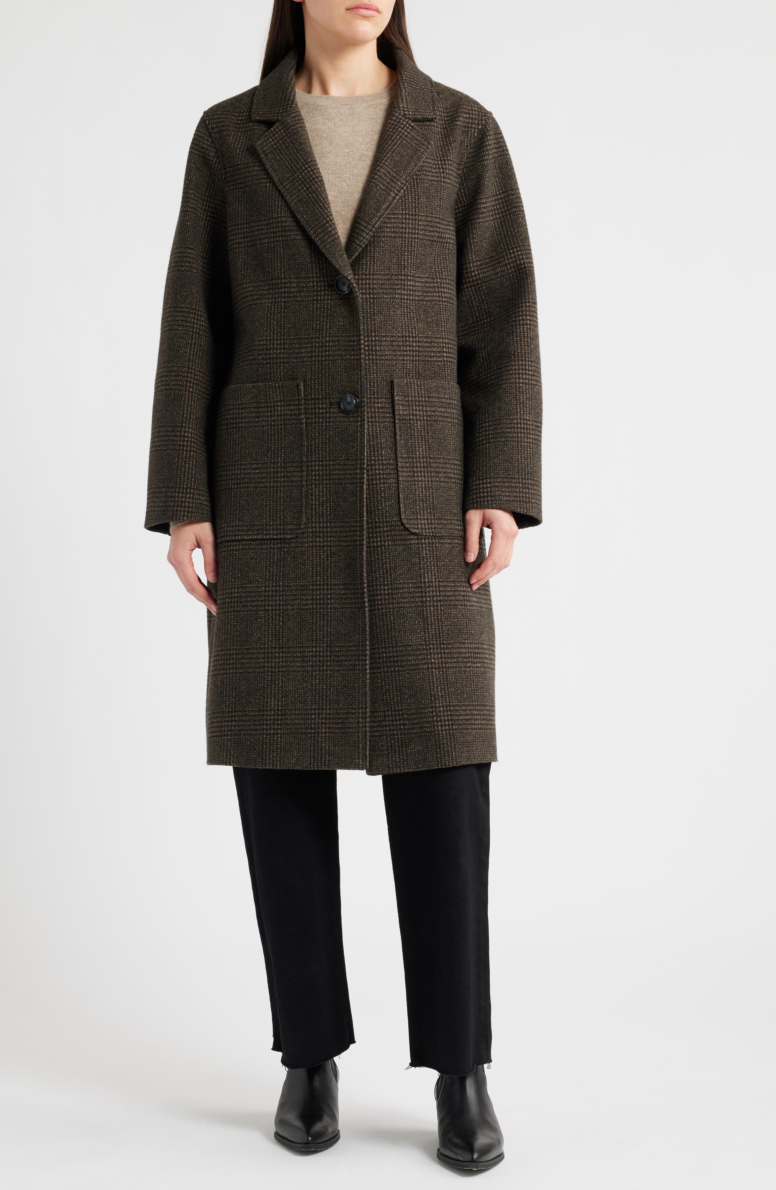 Longline Coat with Inset Faux Shearling Bib - image 2