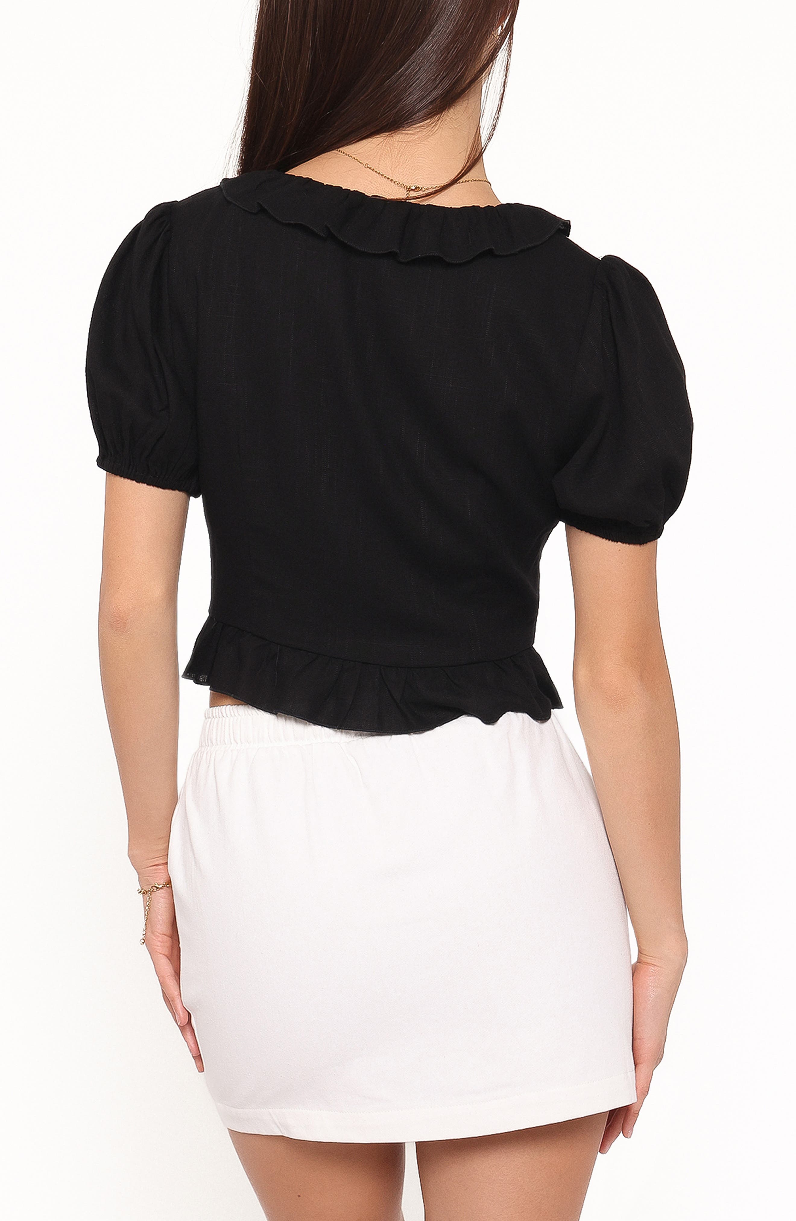 Andra Tie Front Puff Sleeve Crop Top - image 2