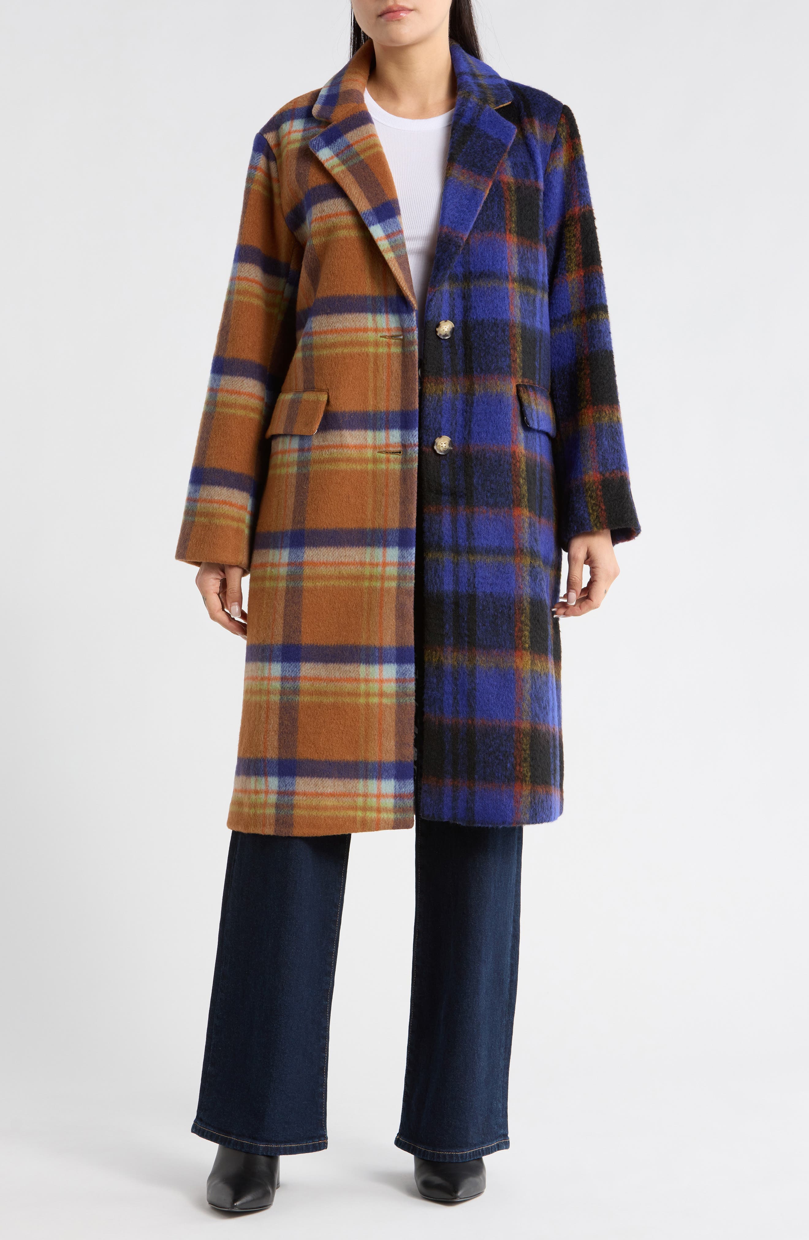 Plaid Wool Blend Overcoat - image 1
