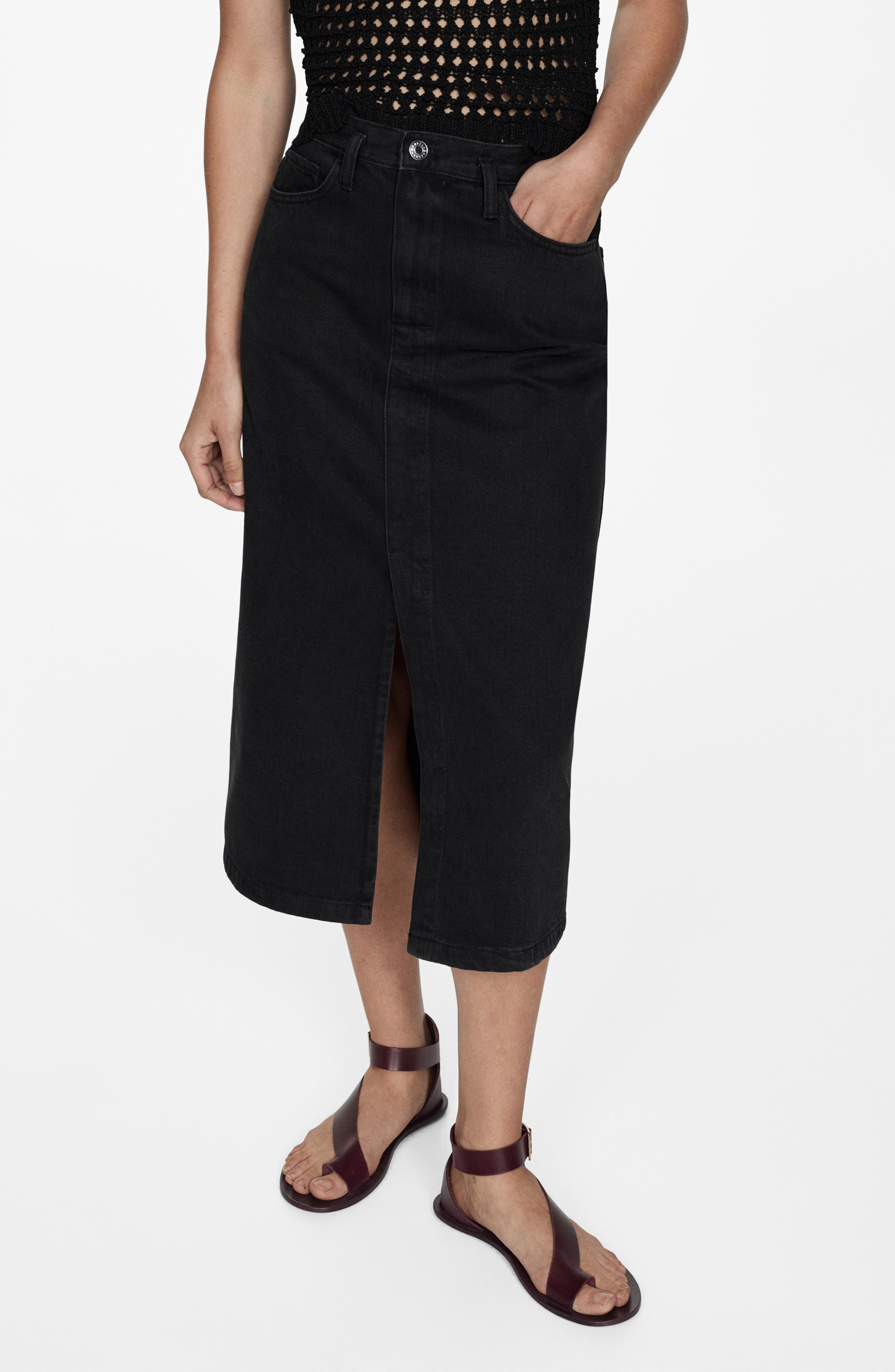 Denim Midi Skirt - image 1