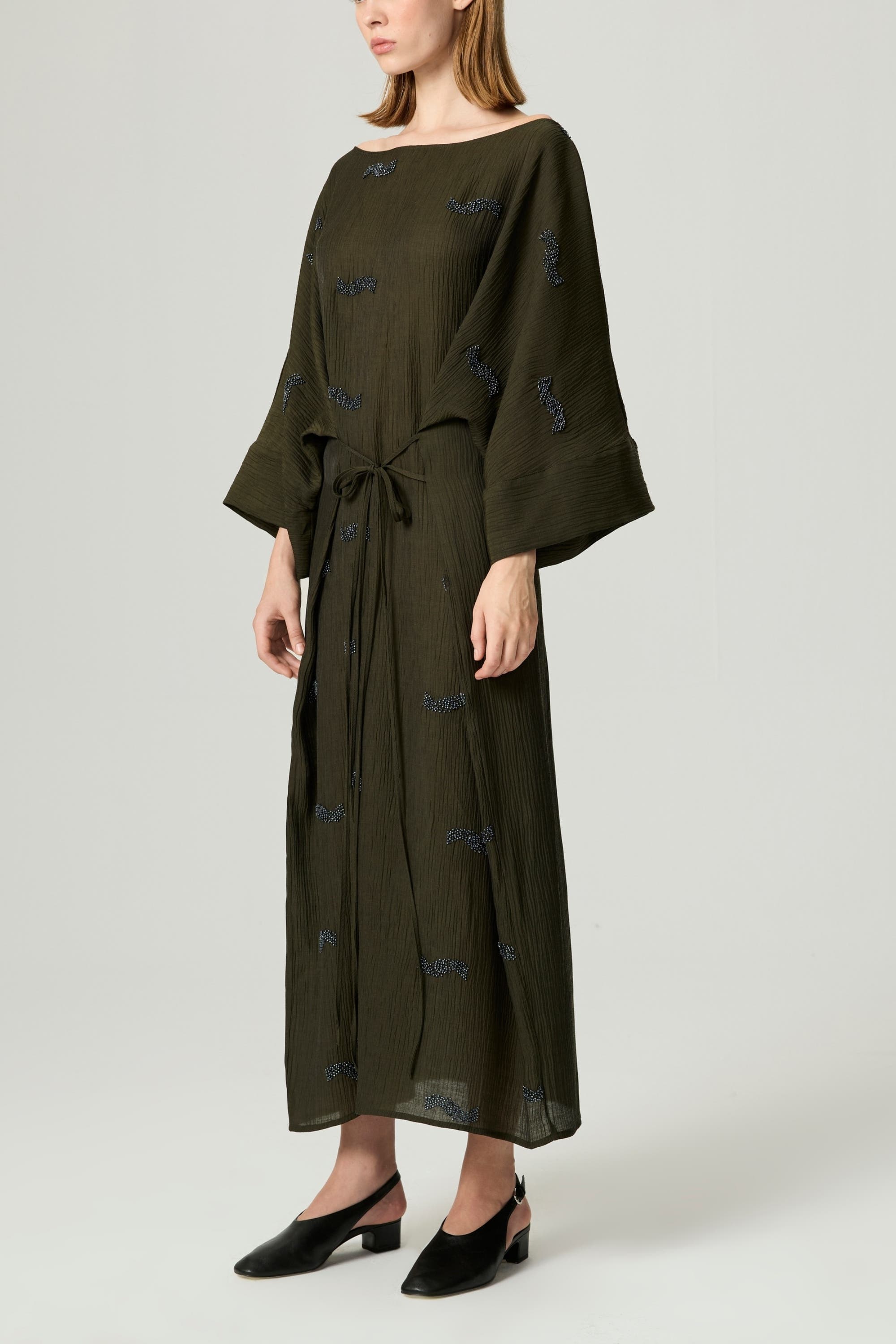 Embroidered Crinkle-Knit Maxi Dress - image 2