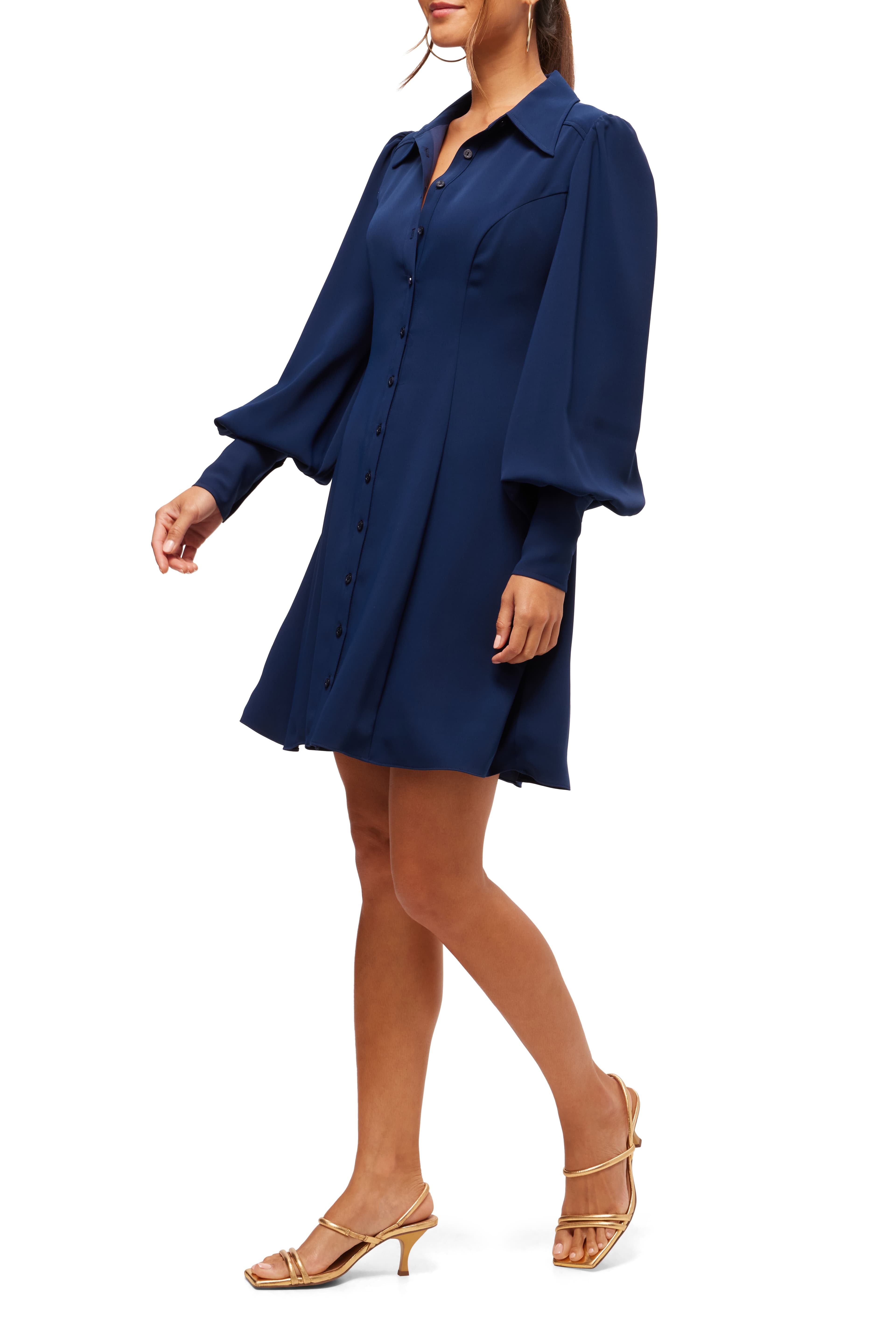 Lanea A line Puff Sleeve Shirt Dress - image 2