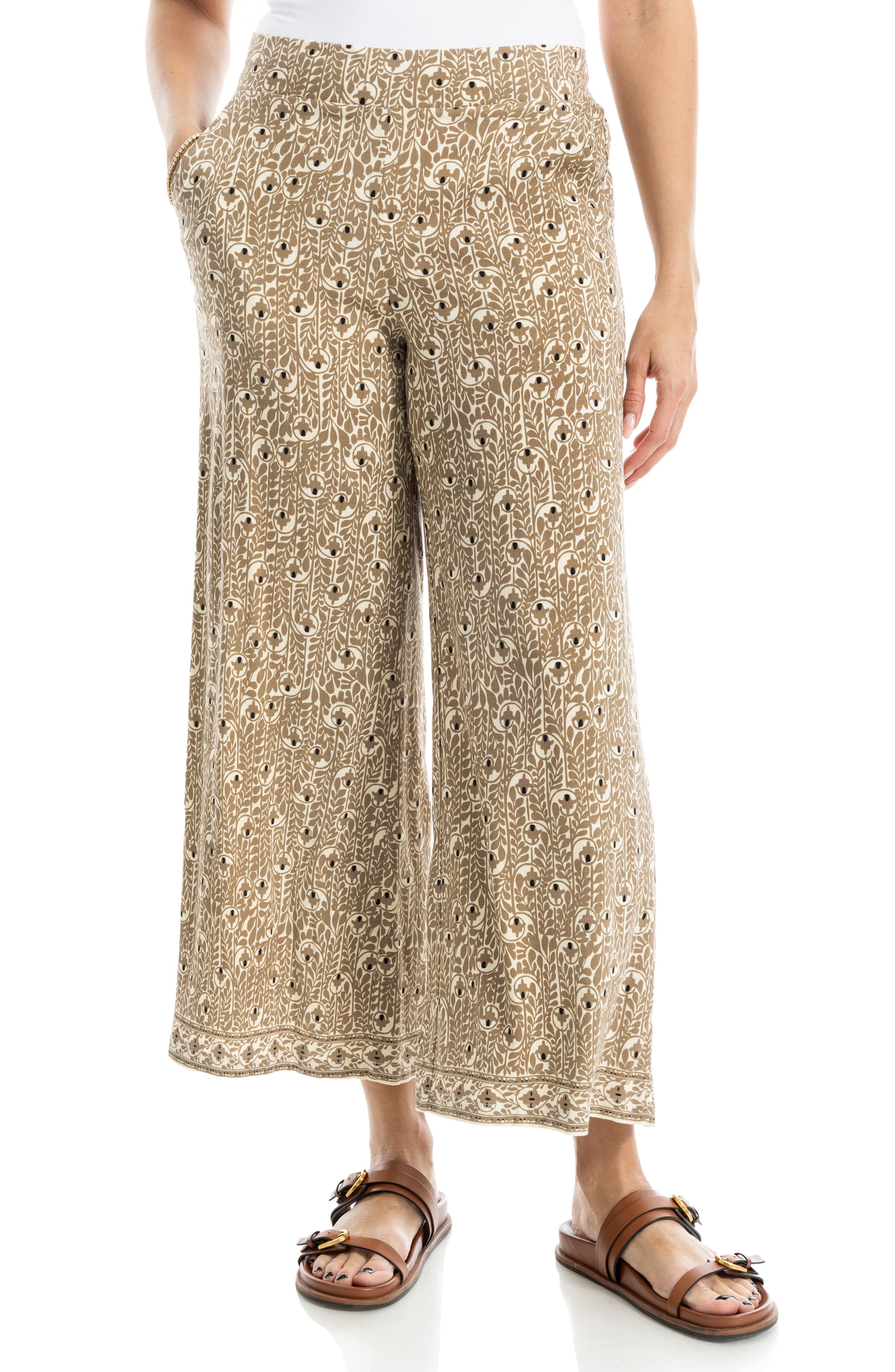 Wide Leg Pull-On Crop Pants - image 1