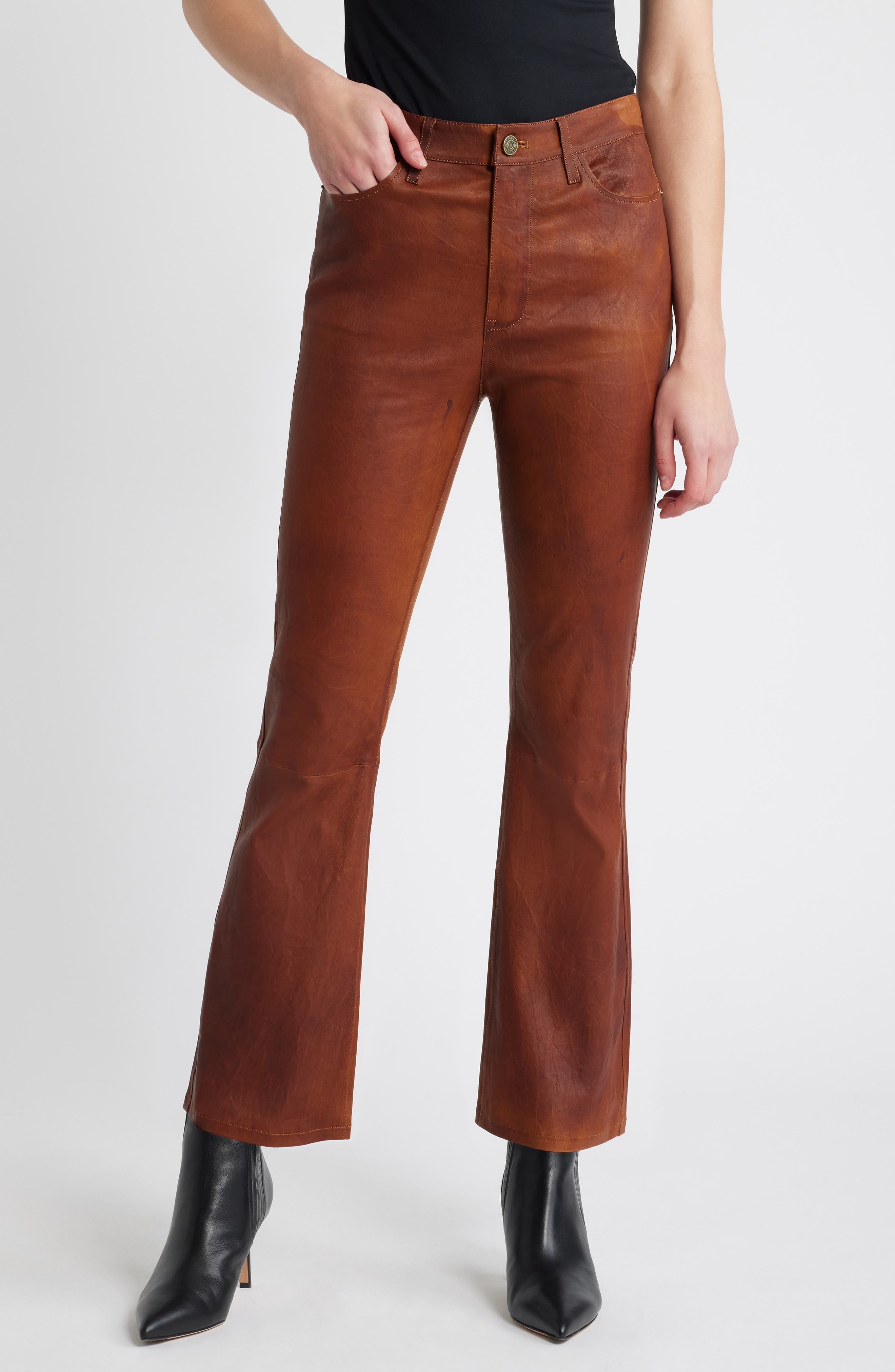 Le Crop Bootcut Leather Pants - image 1