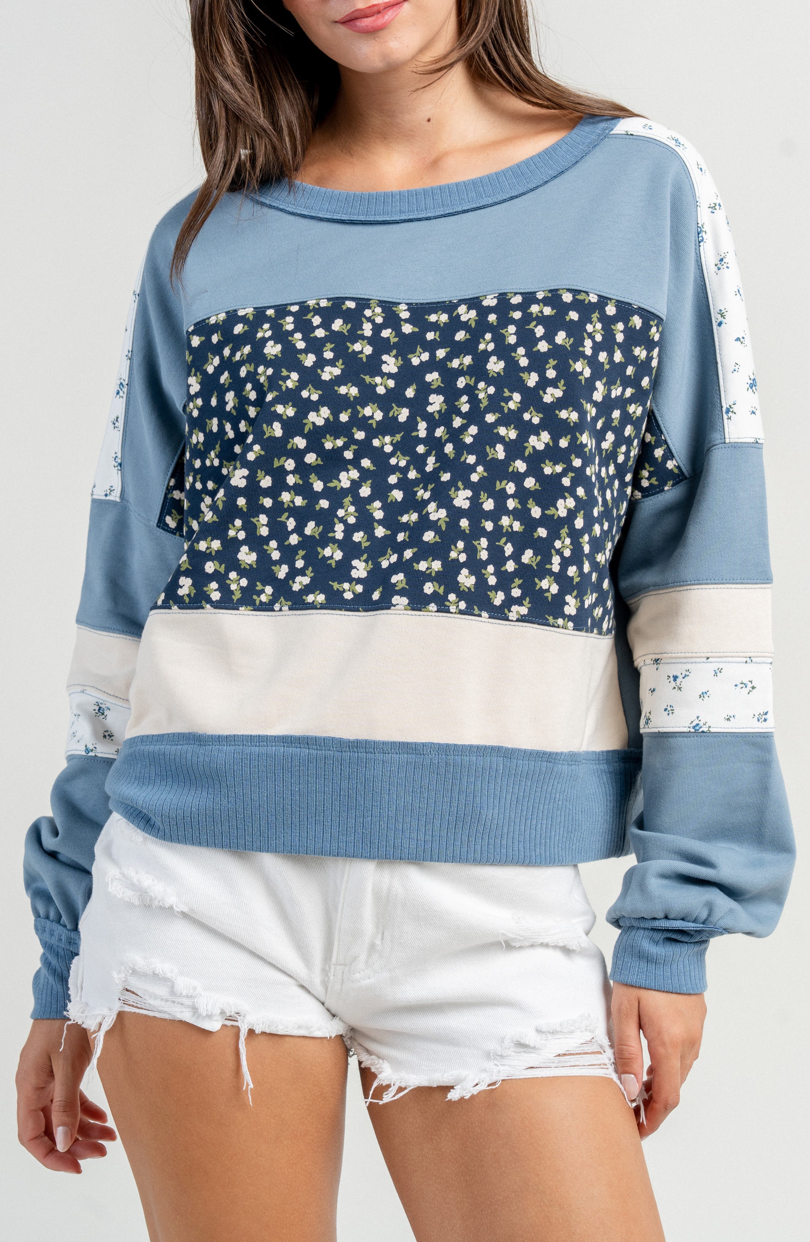 Contrast Mix French Terry Sweatshirt - image 1