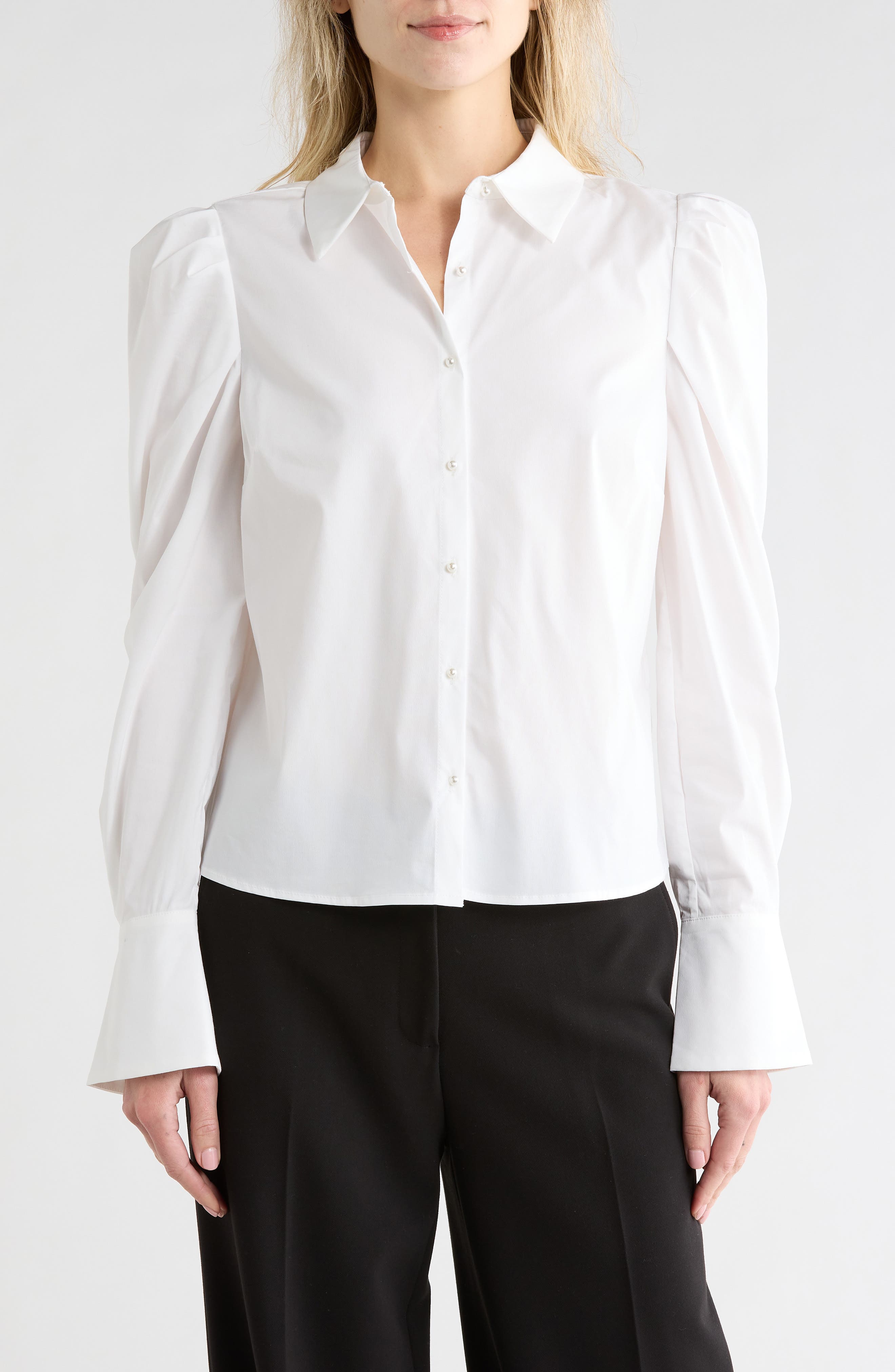 Pleated Shoulder Button-Up Shirt - image 1