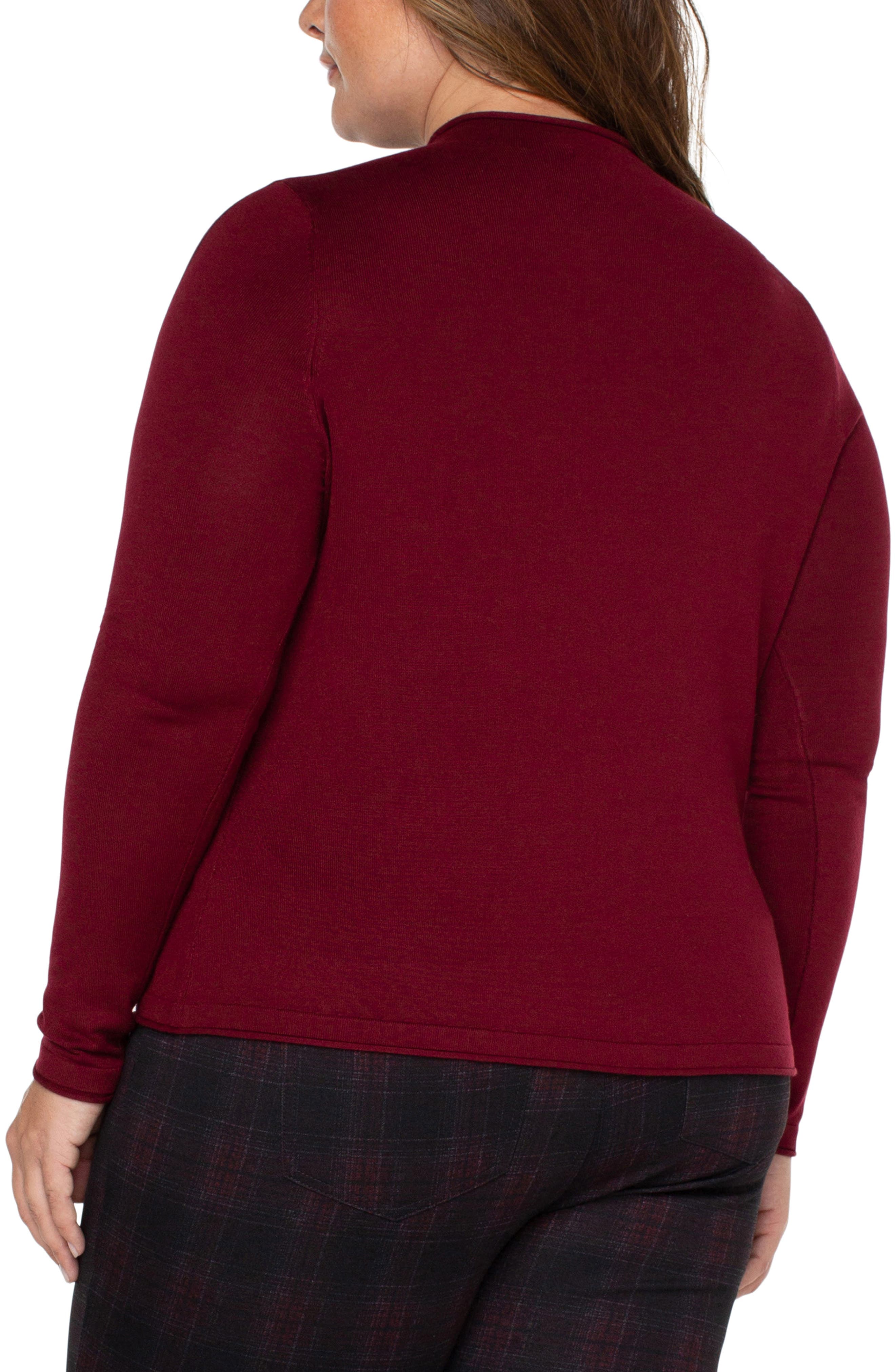 Mock Neck Roll Hem Sweater - image 2