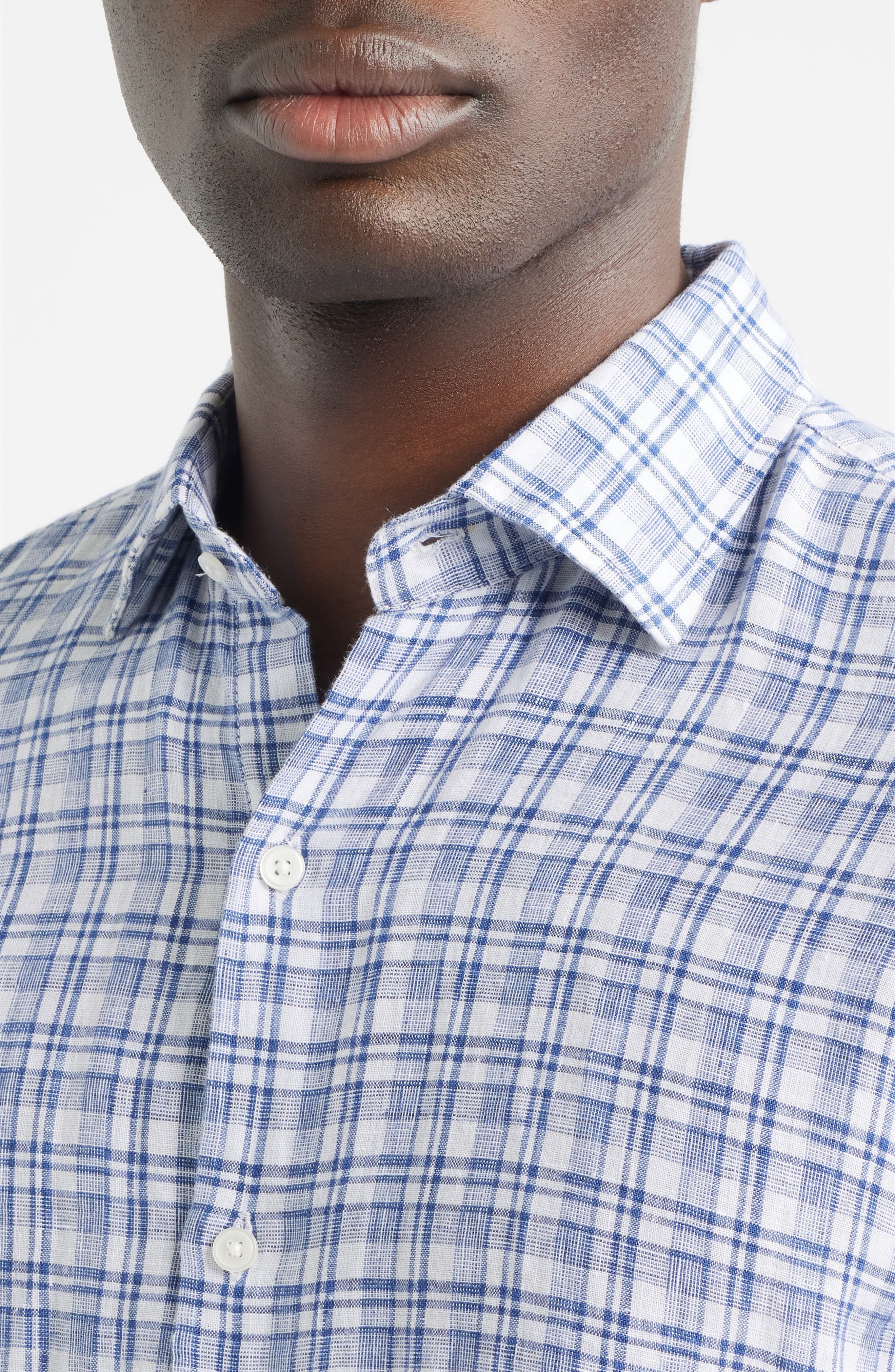 Sandbar Plaid Linen Button-Up Shirt - image 2