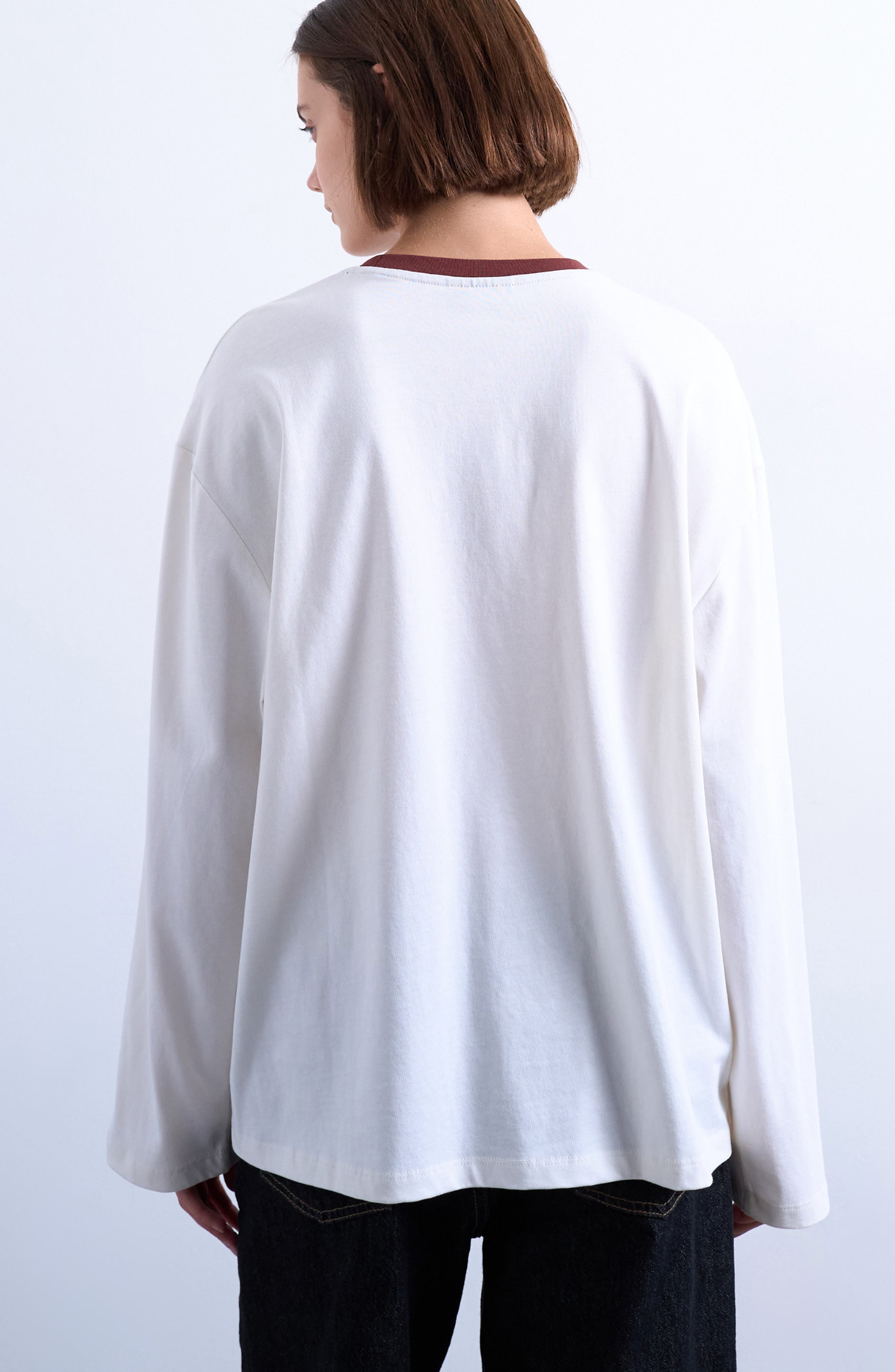 Contrast Ringer Skater Long Sleeve Graphic T-Shirt - image 2