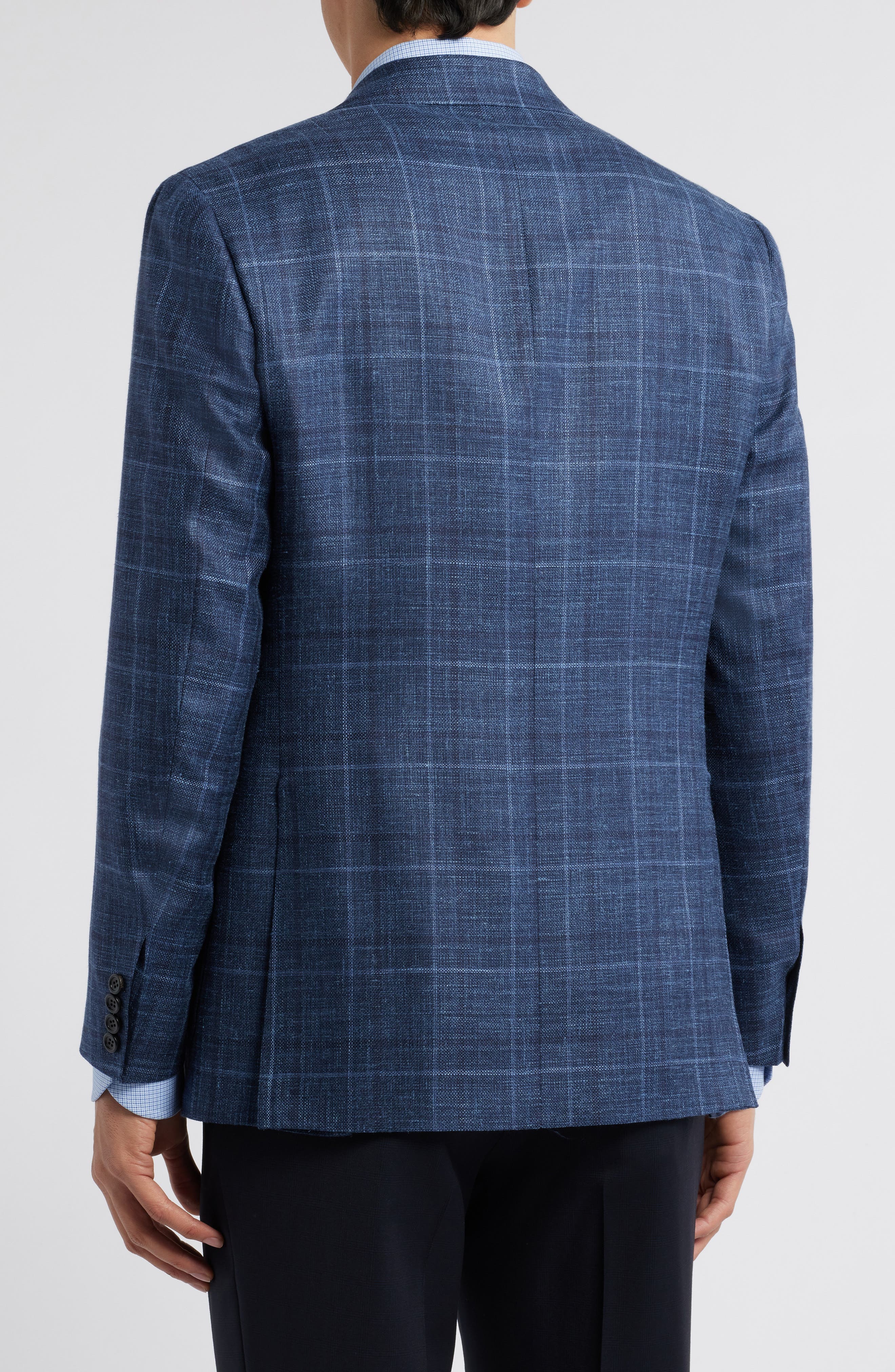 Kei Trim Fit Plaid Wool, Silk & Linen Sport Coat - image 2
