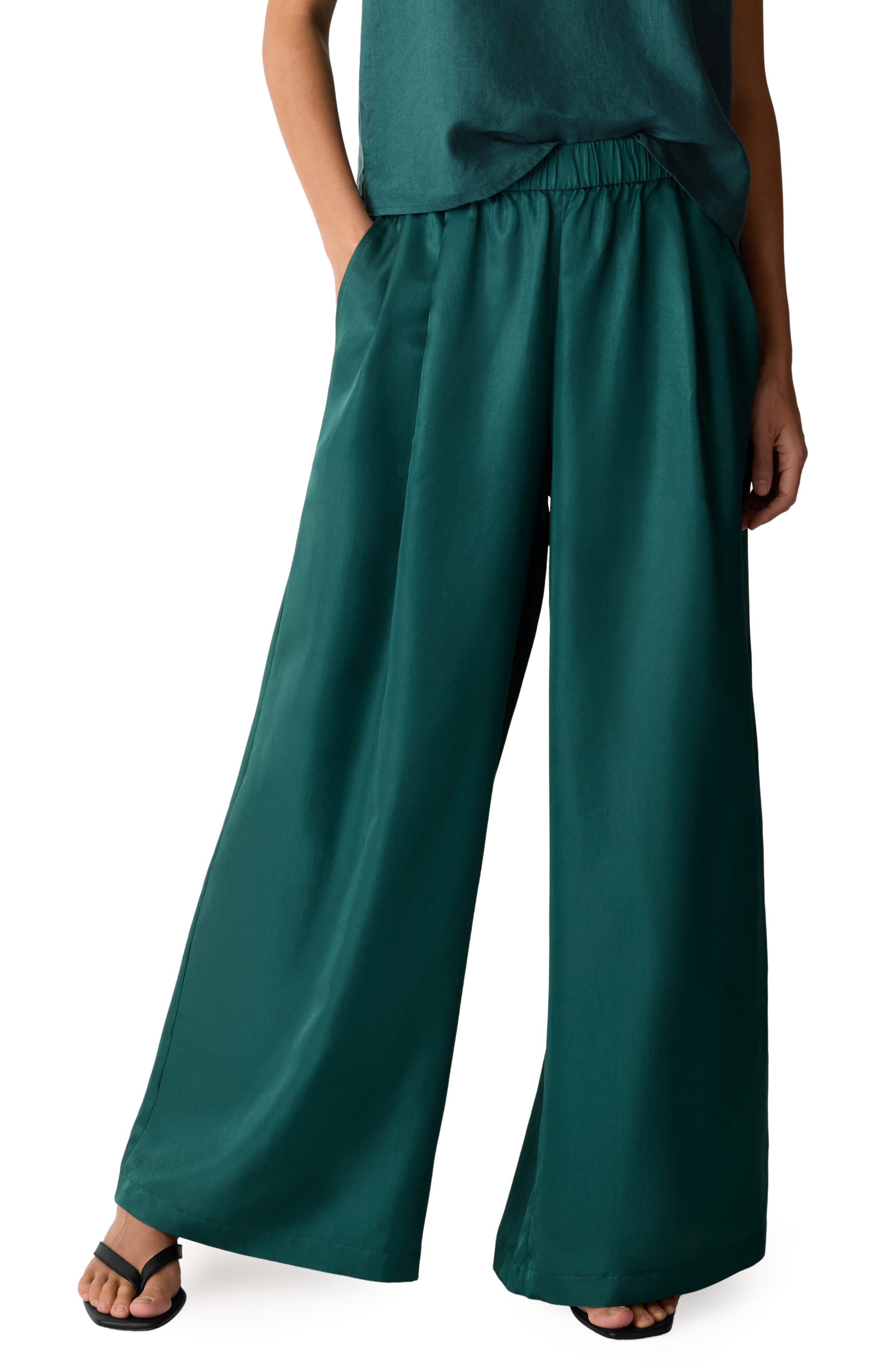 Pull-On Satin Wide Leg Pants - image 1