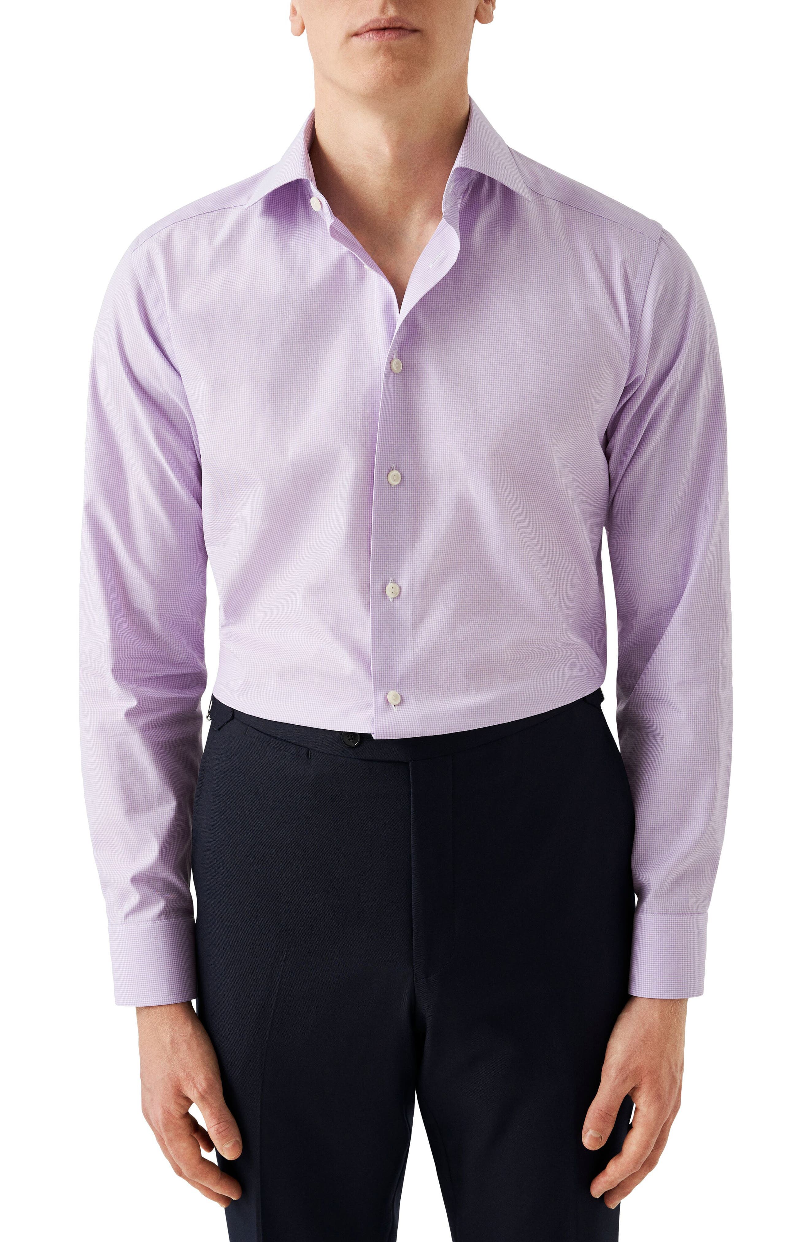 Slim Fit Microcheck Cotton Dress Shirt - image 1