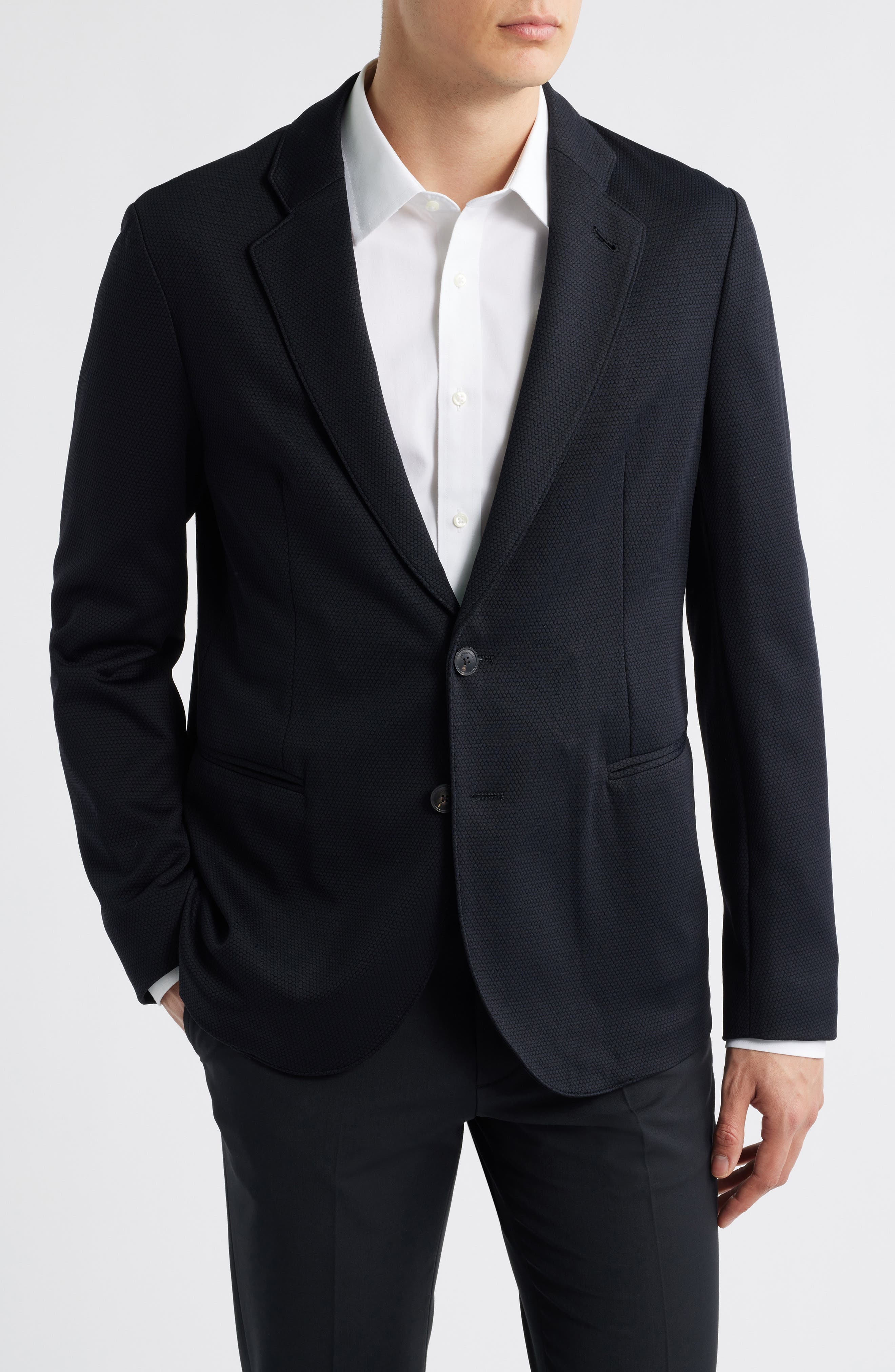Black Textured Stretch Nylon Sport Coat - image 1