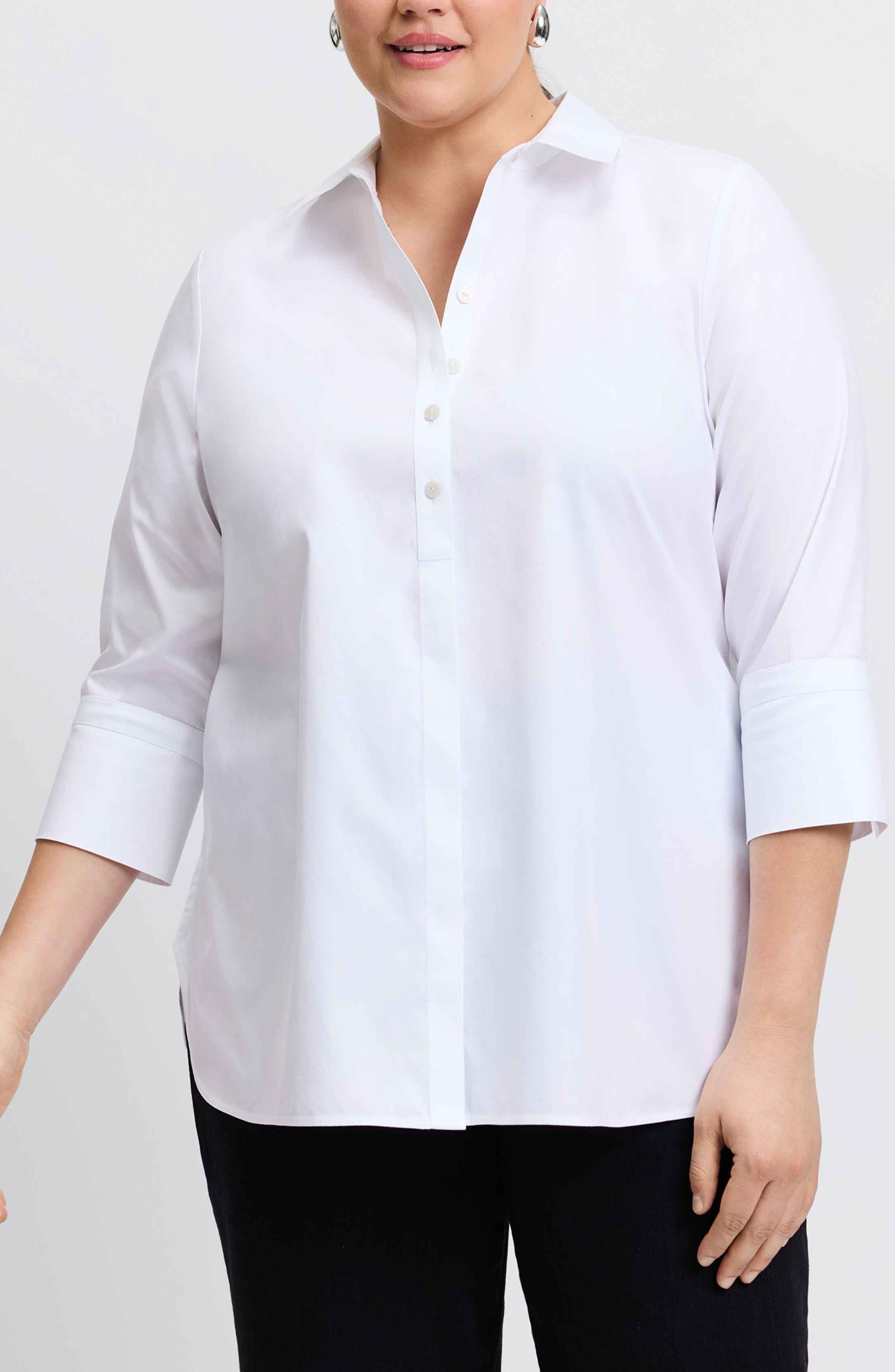 Madison Non-Iron Three-Quarter Sleeve Cotton Button-Up Shirt - image 1