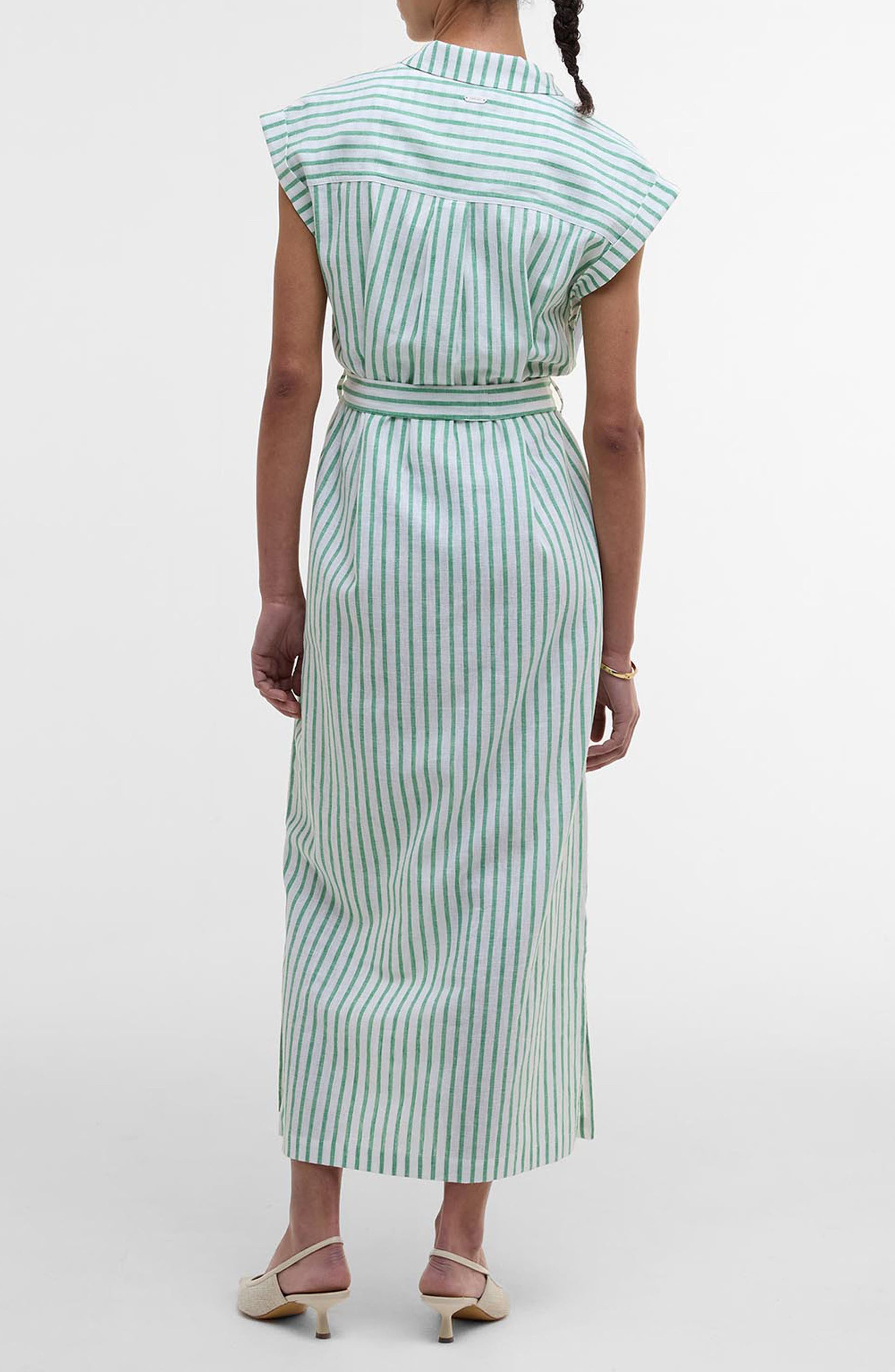 Abby Stripe Belted Cotton & Linen Shirtdress - image 2