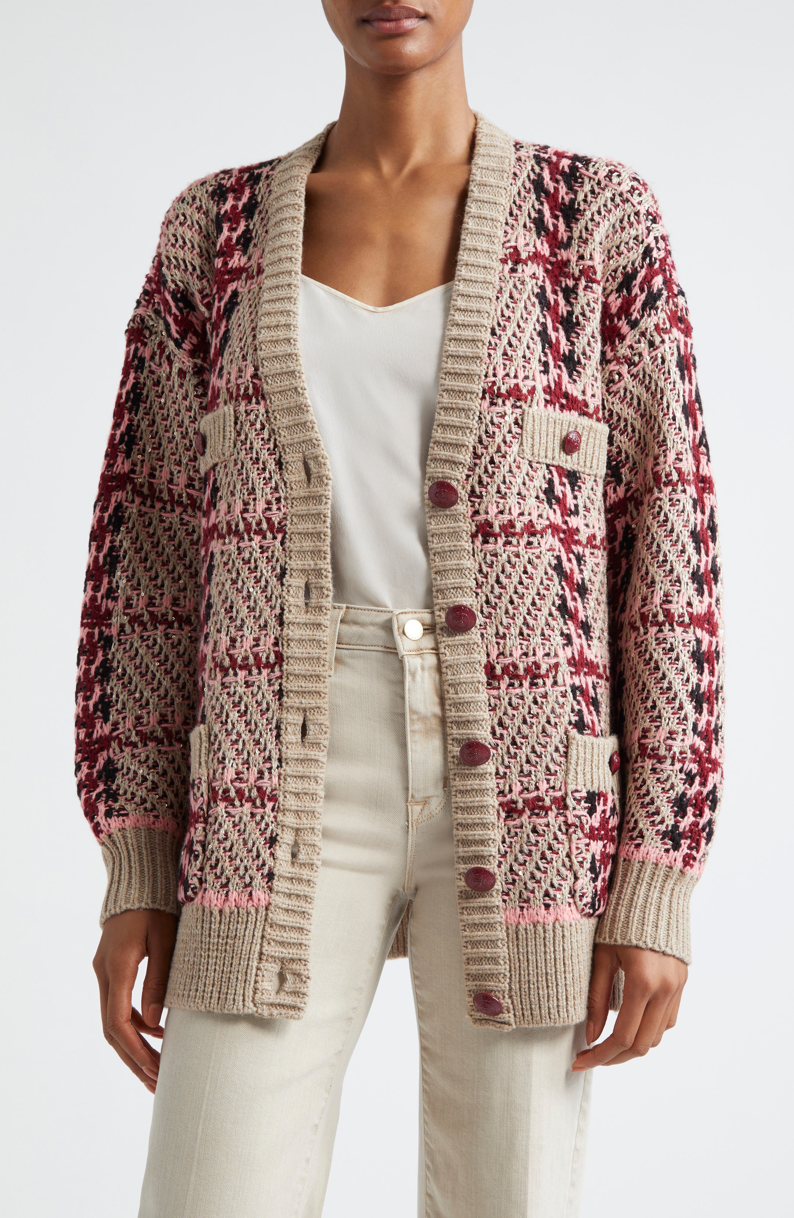 Maci Sequin Houndstooth Cardigan - image 1