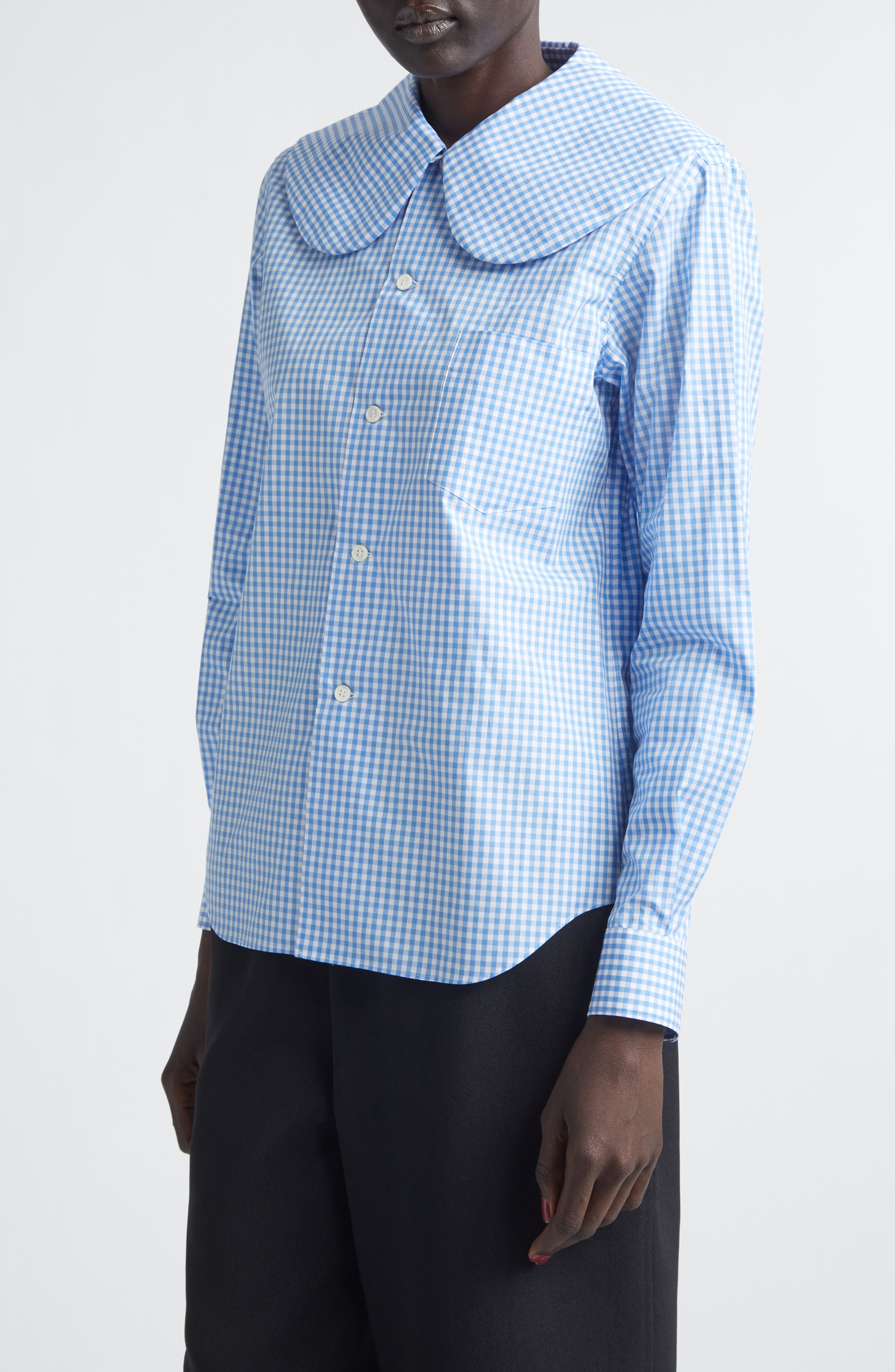 Gingham Cotton Poplin Button-Up Shirt - image 1