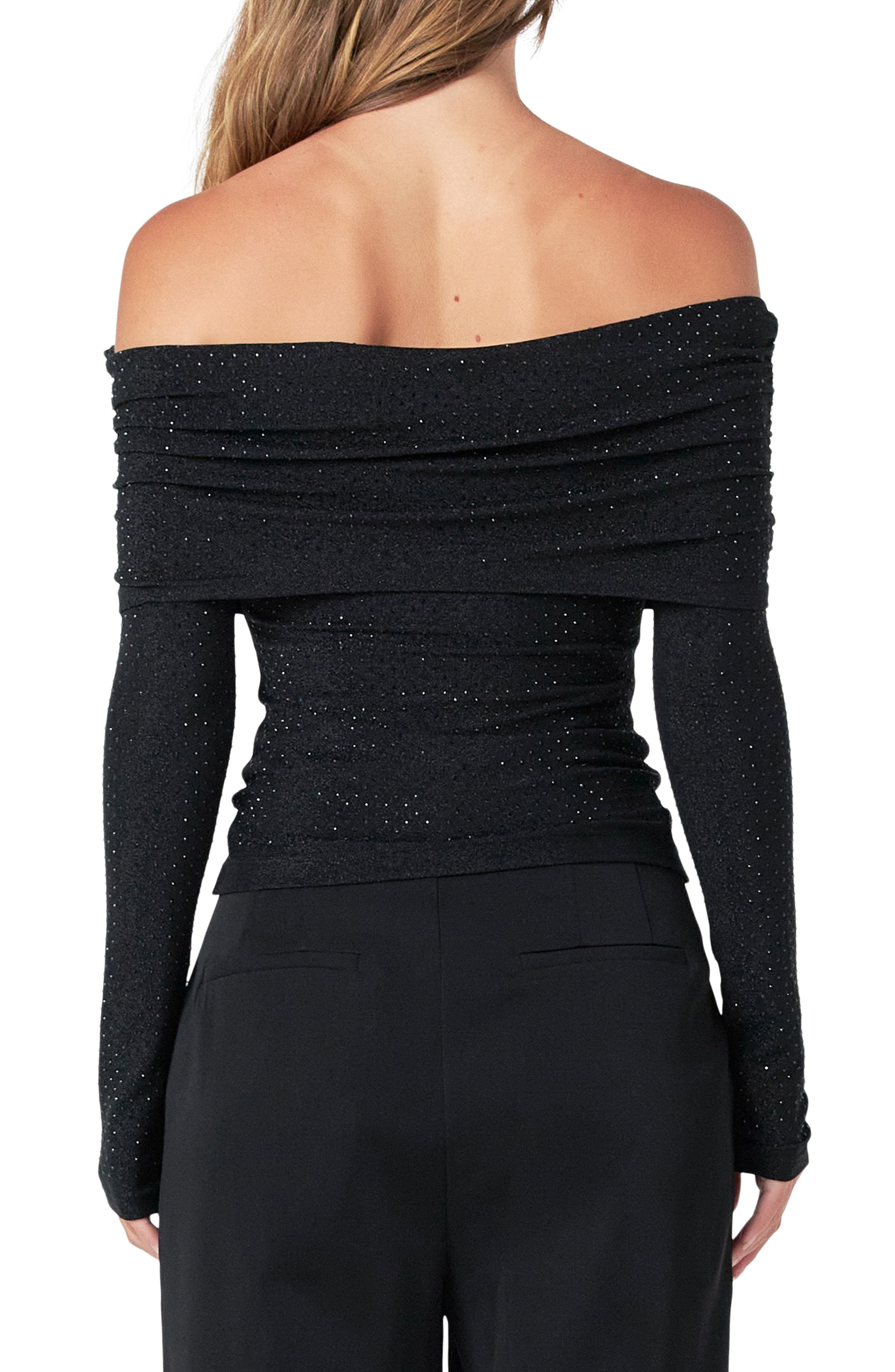 Rhinestone Off the Shoulder Top - image 2