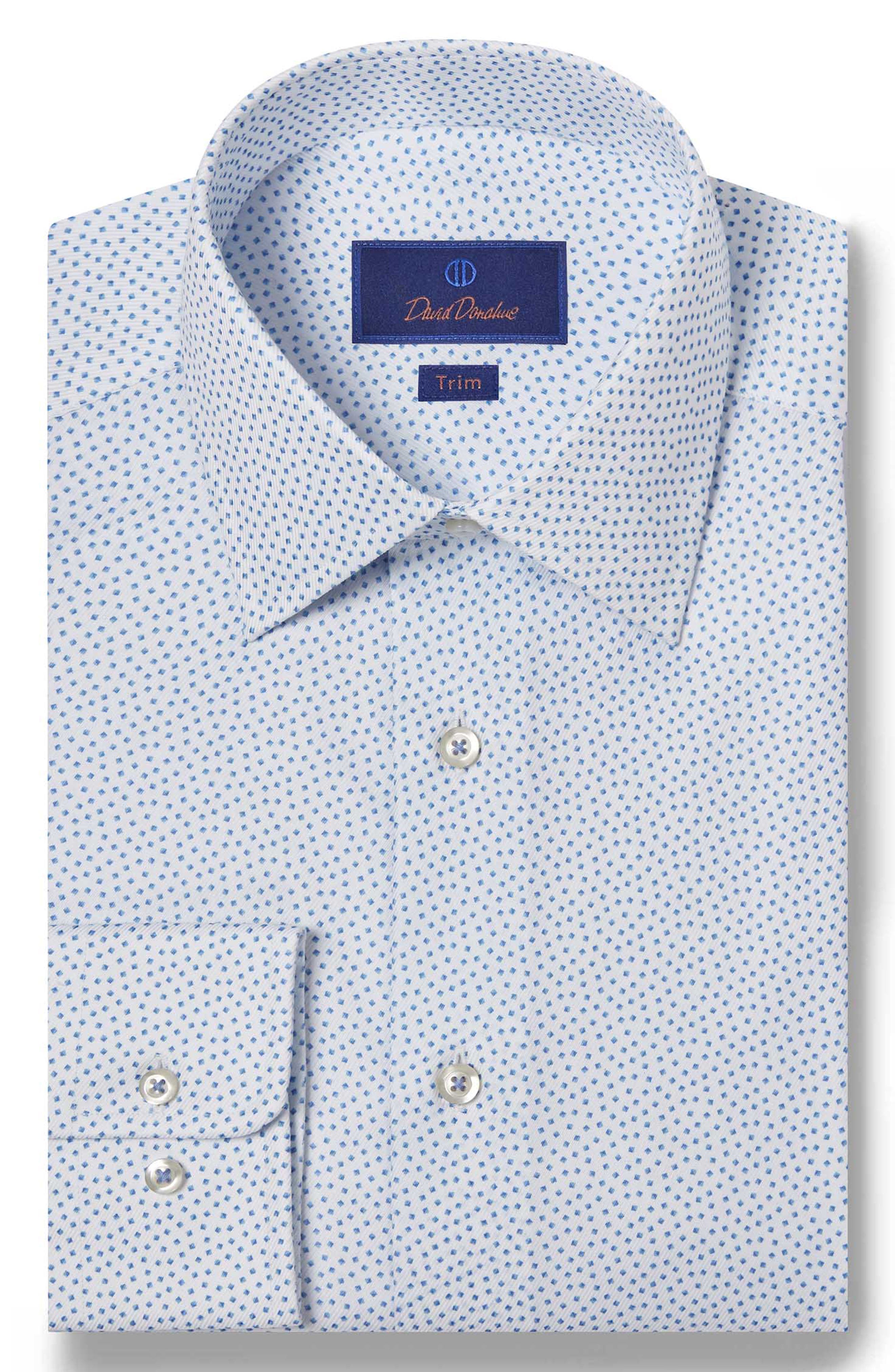 Trim Fit Twill Tossed Box Print Dress Shirt - image 1