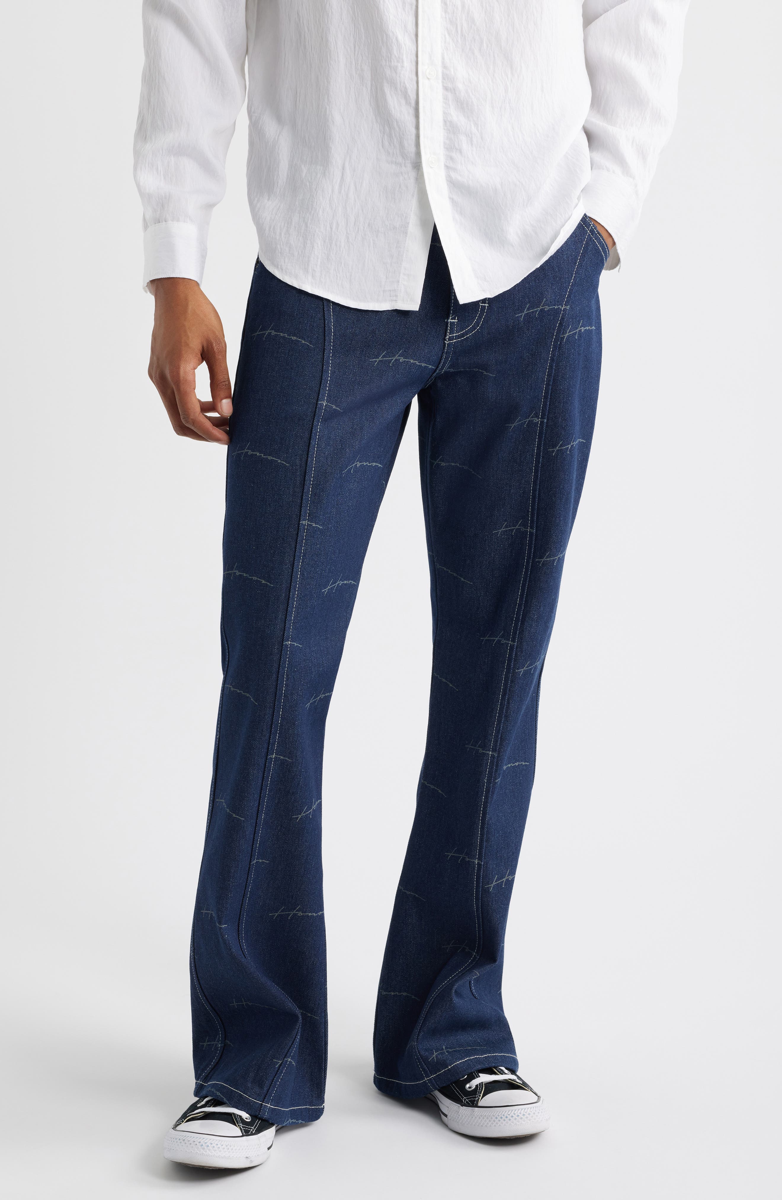 Print Riding Flare Jeans - image 1