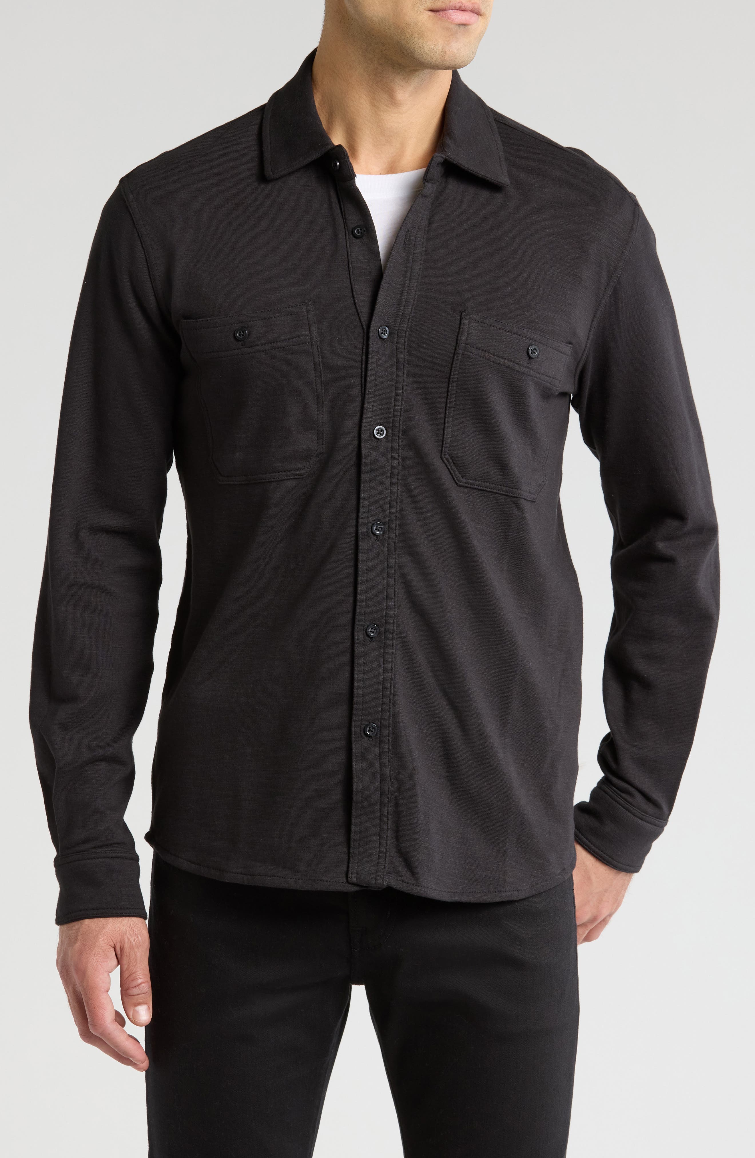 Knit Stretch Cotton Work Shirt - image 1