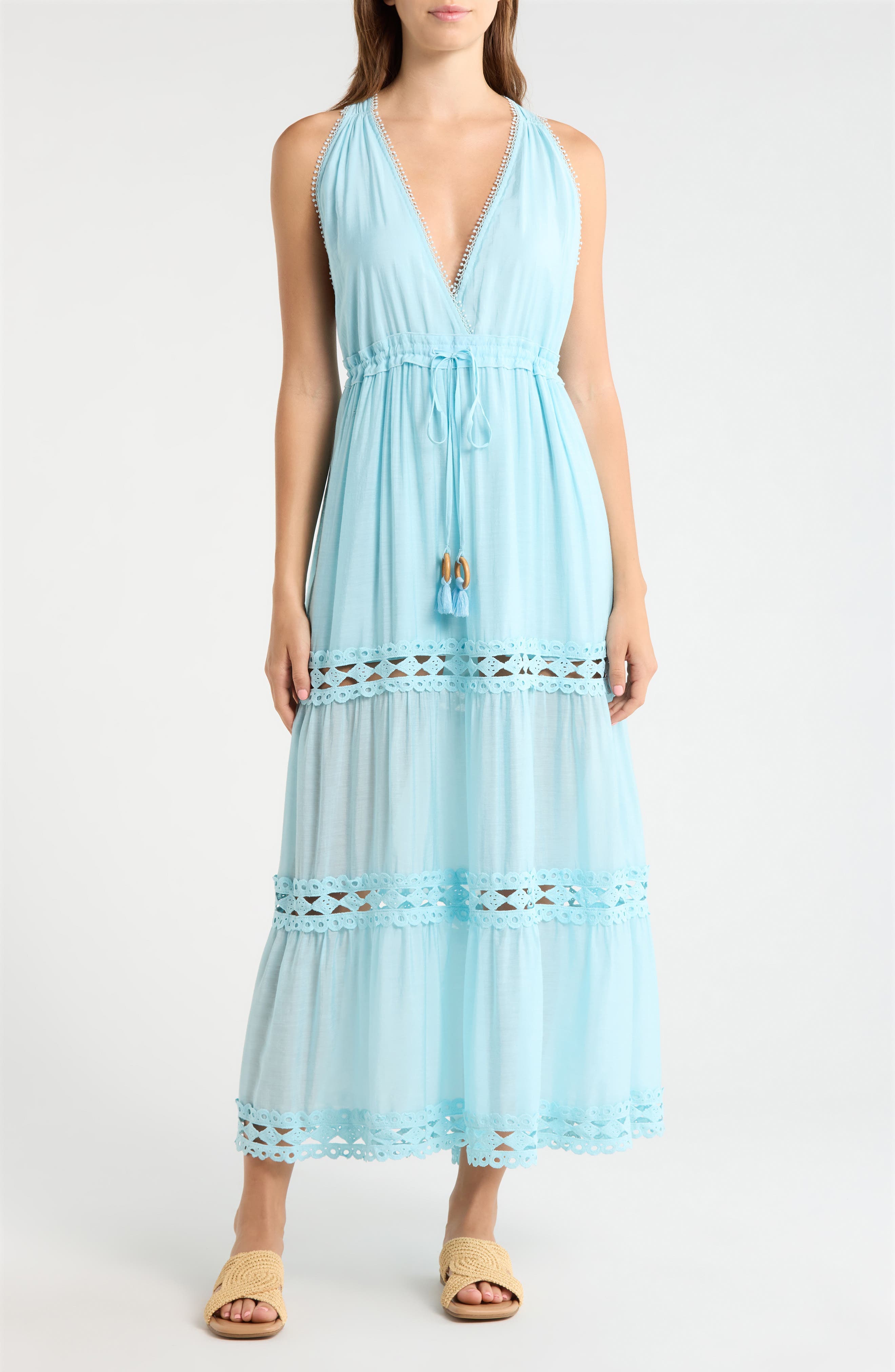 Cutout Trim Sleeveless Cover-Up Maxi Dress - image 5