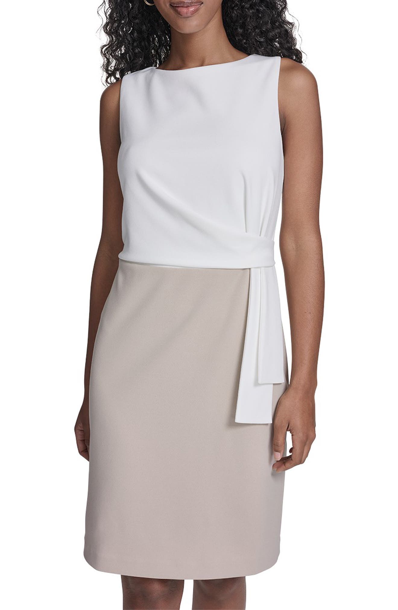 Colorblock Sleeveless Crepe Sheath Dress - image 1