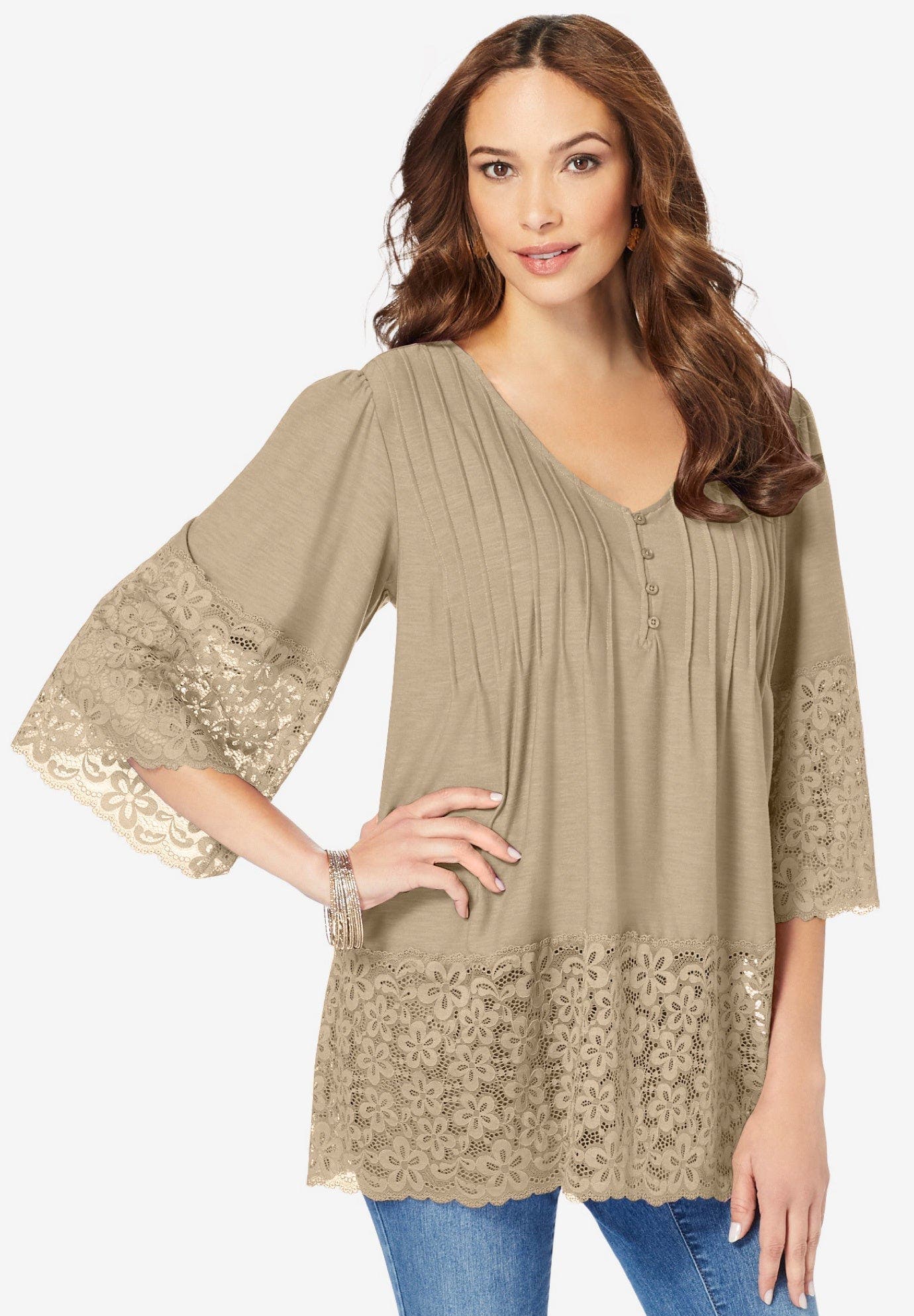 Lace-Hem Pintuck Tunic - image 2