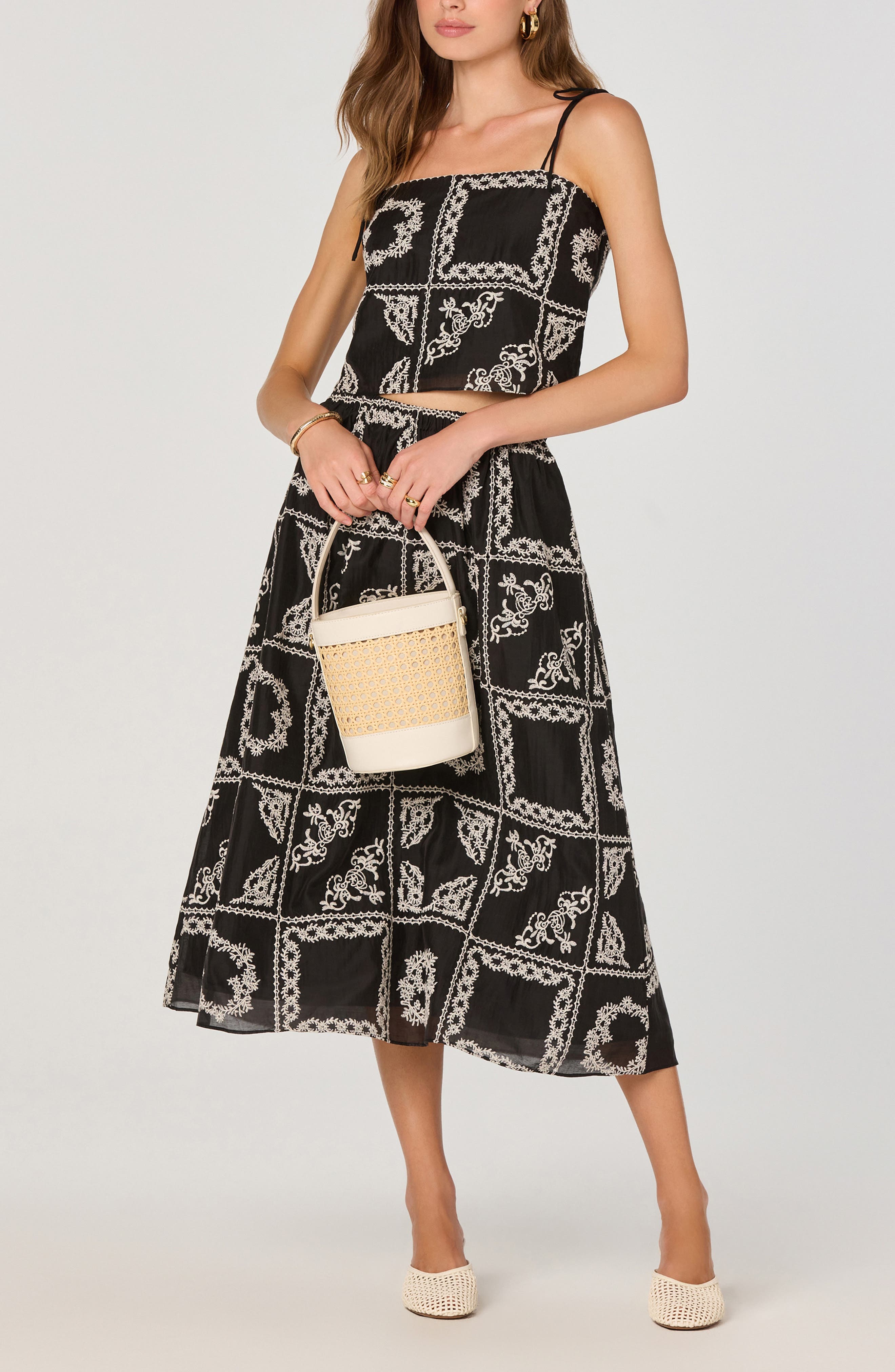 Mosaic Embroidery Midi Skirt - image 2