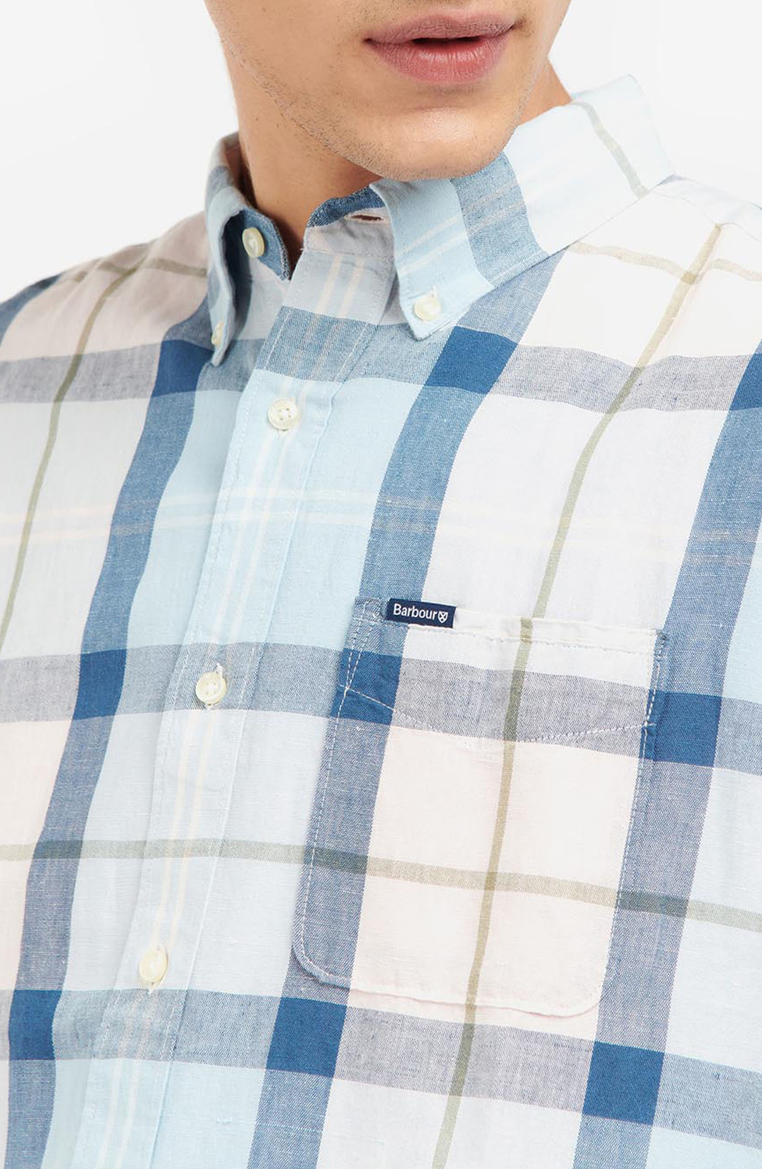 Angus Tailored Fit Plaid Short Sleeve Button-Down Shirt - image 2